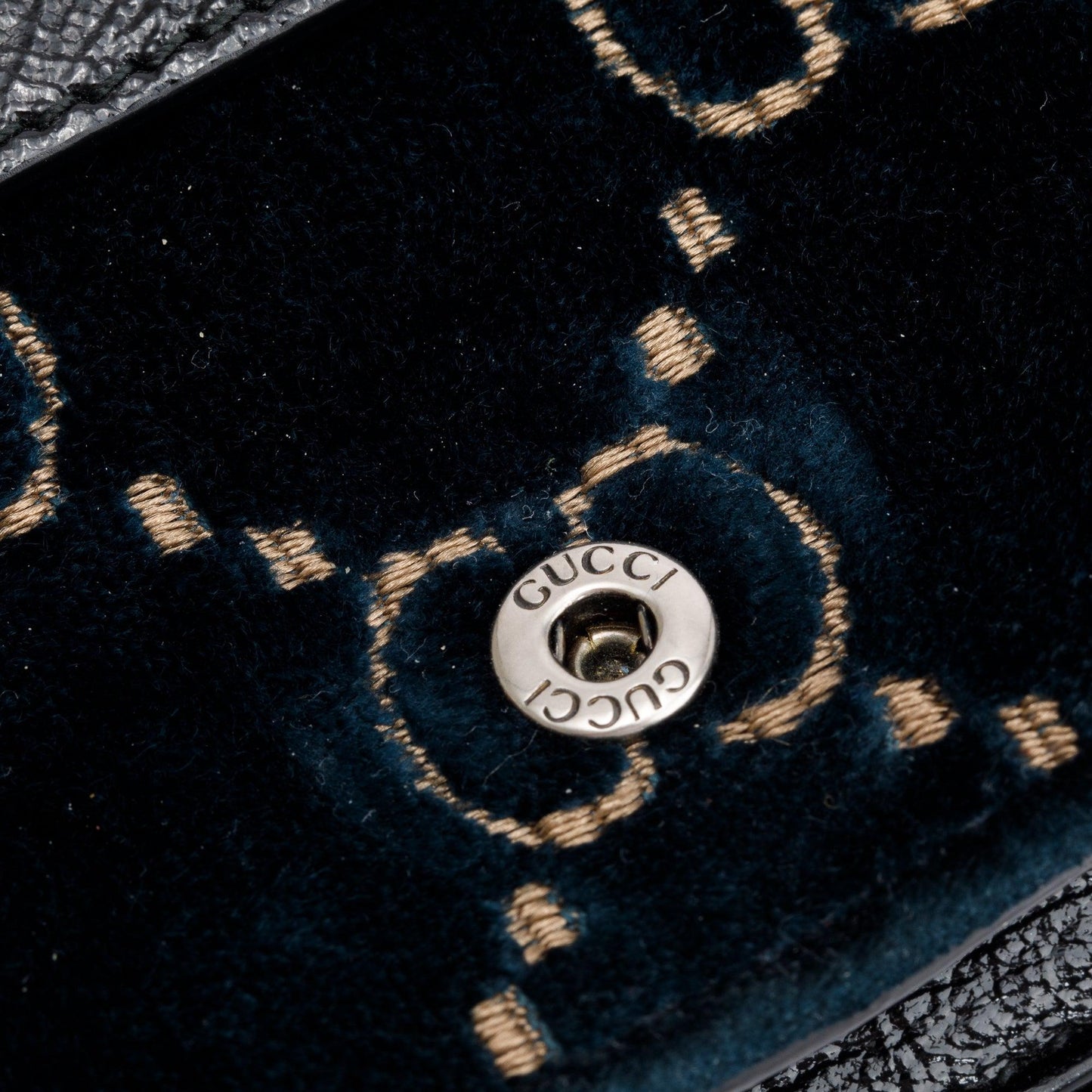 Gucci Navy GG Embossed Velvet Dionysus Super Mini Bag