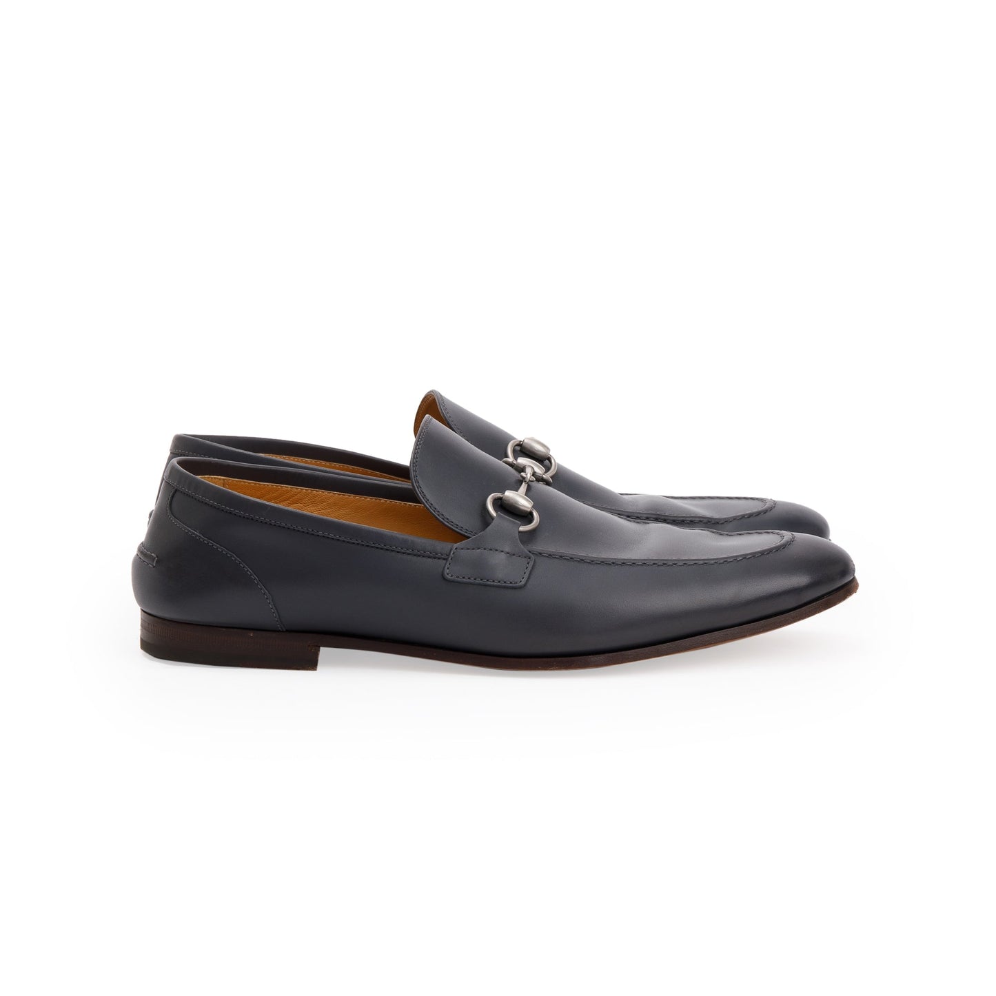 Gucci Navy Jordaan Horsebit Accent Leather Loafers, Size 10.5