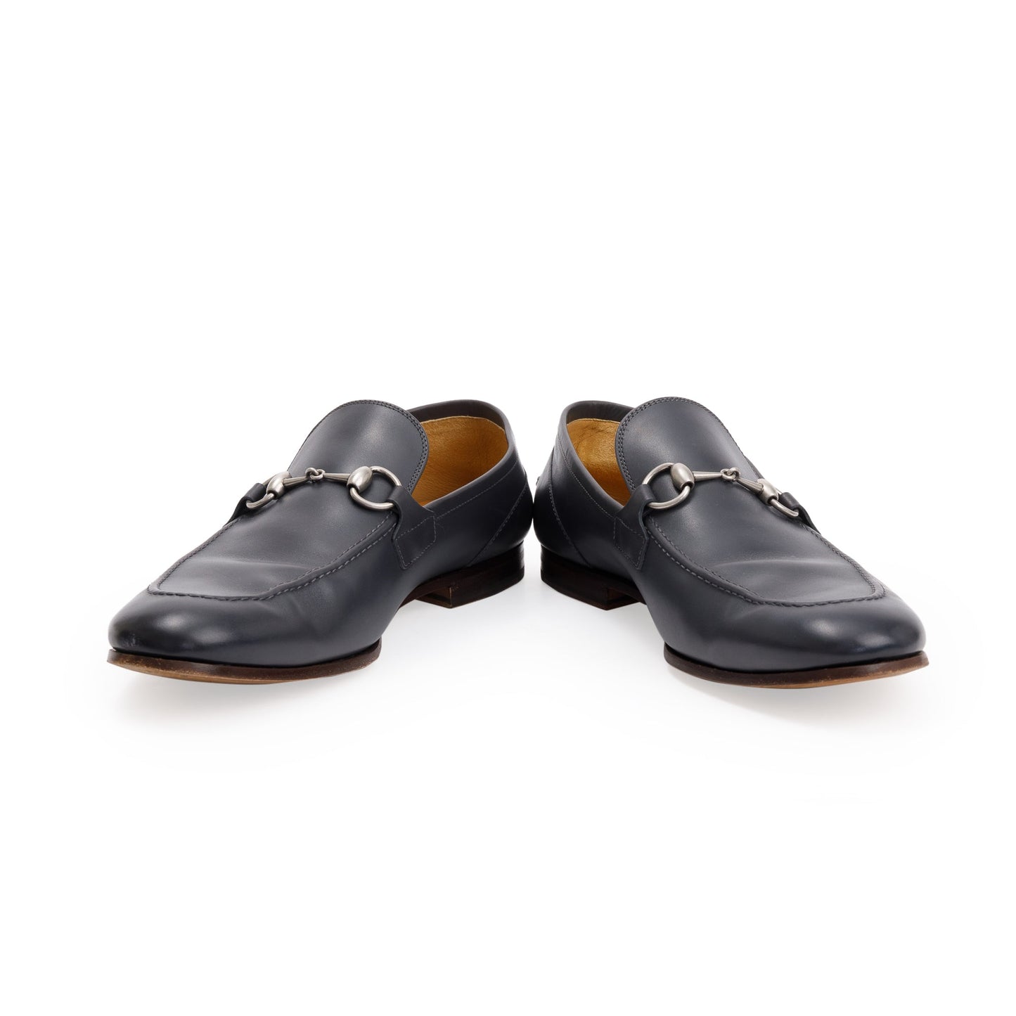 Gucci Navy Jordaan Horsebit Accent Leather Loafers, Size 10.5