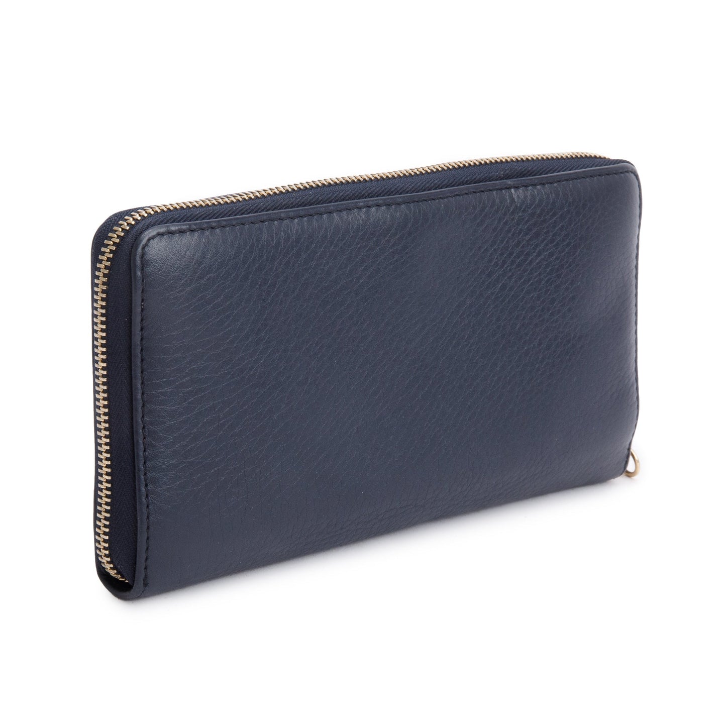 Gucci Navy Leather Soho GG Logo Continental Zip Around Wallet
