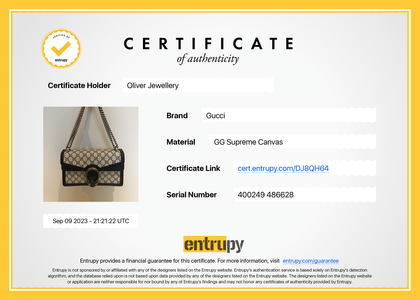 Gucci Navy Leather Trimmed GG Supreme Dionysus Small Shoulder Bag