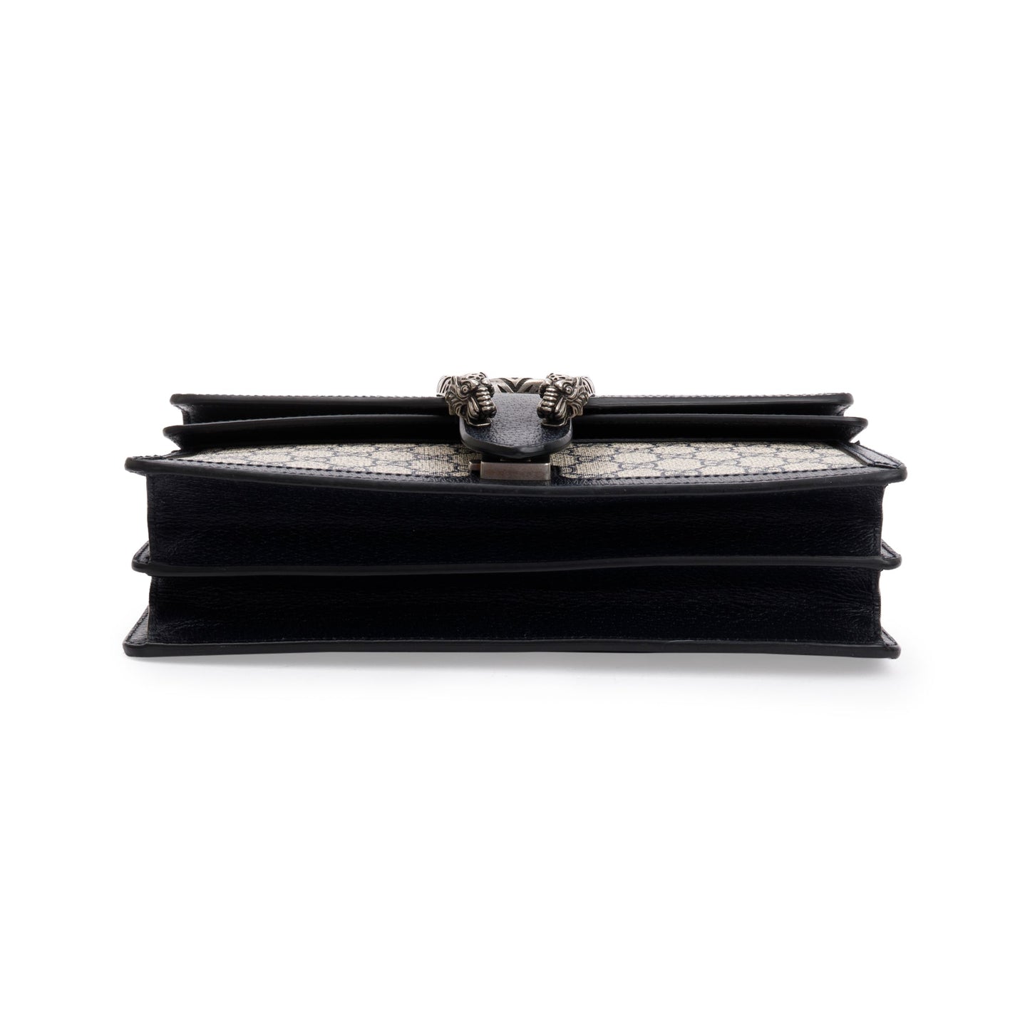 Gucci Navy Leather Trimmed GG Supreme Dionysus Small Shoulder Bag