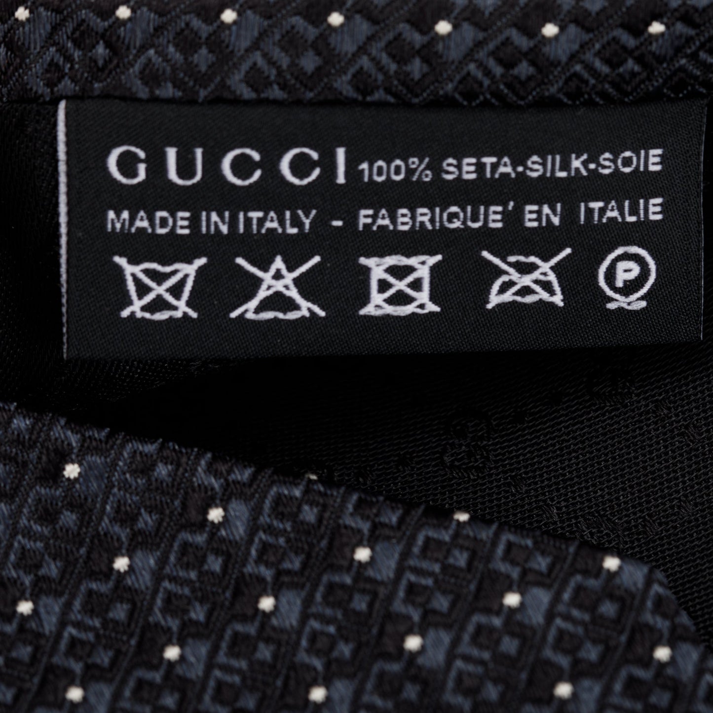 Gucci Navy Printed Pattern Silk Tie