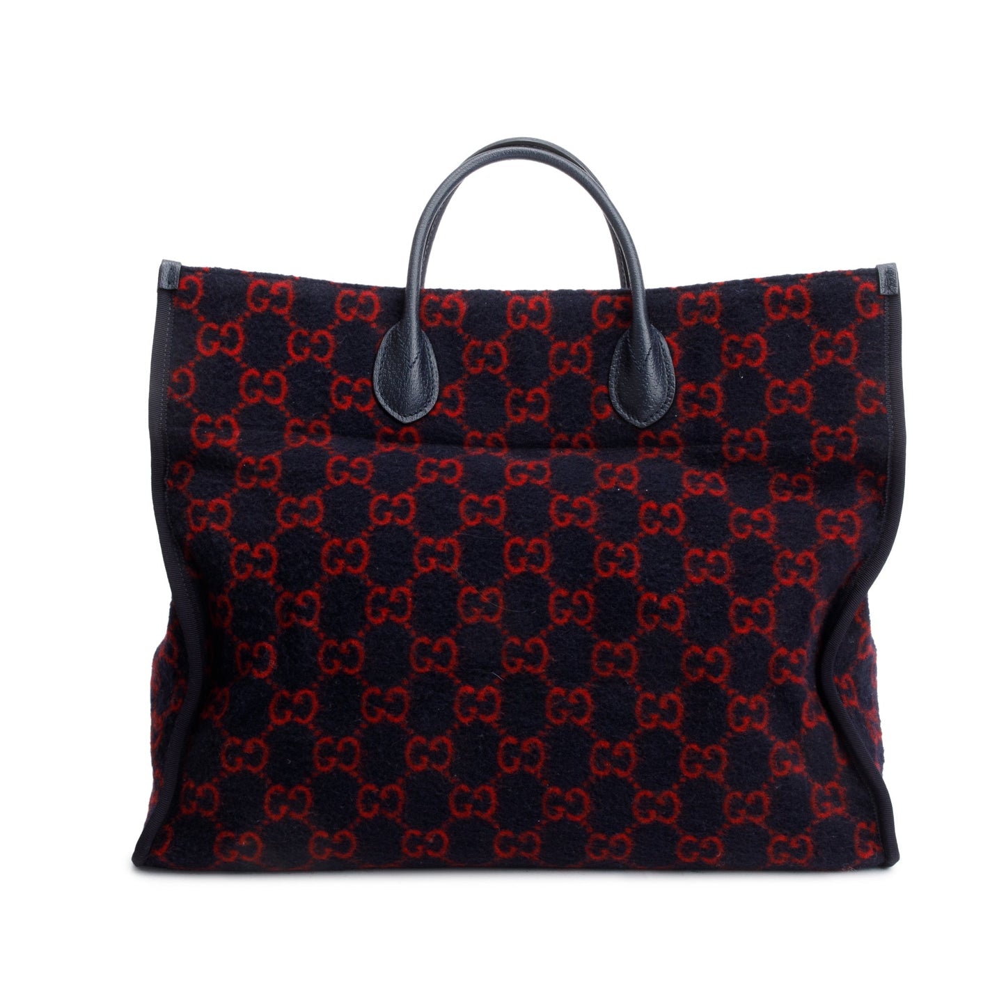 Gucci Navy/Red GG Wool Shopper Tote