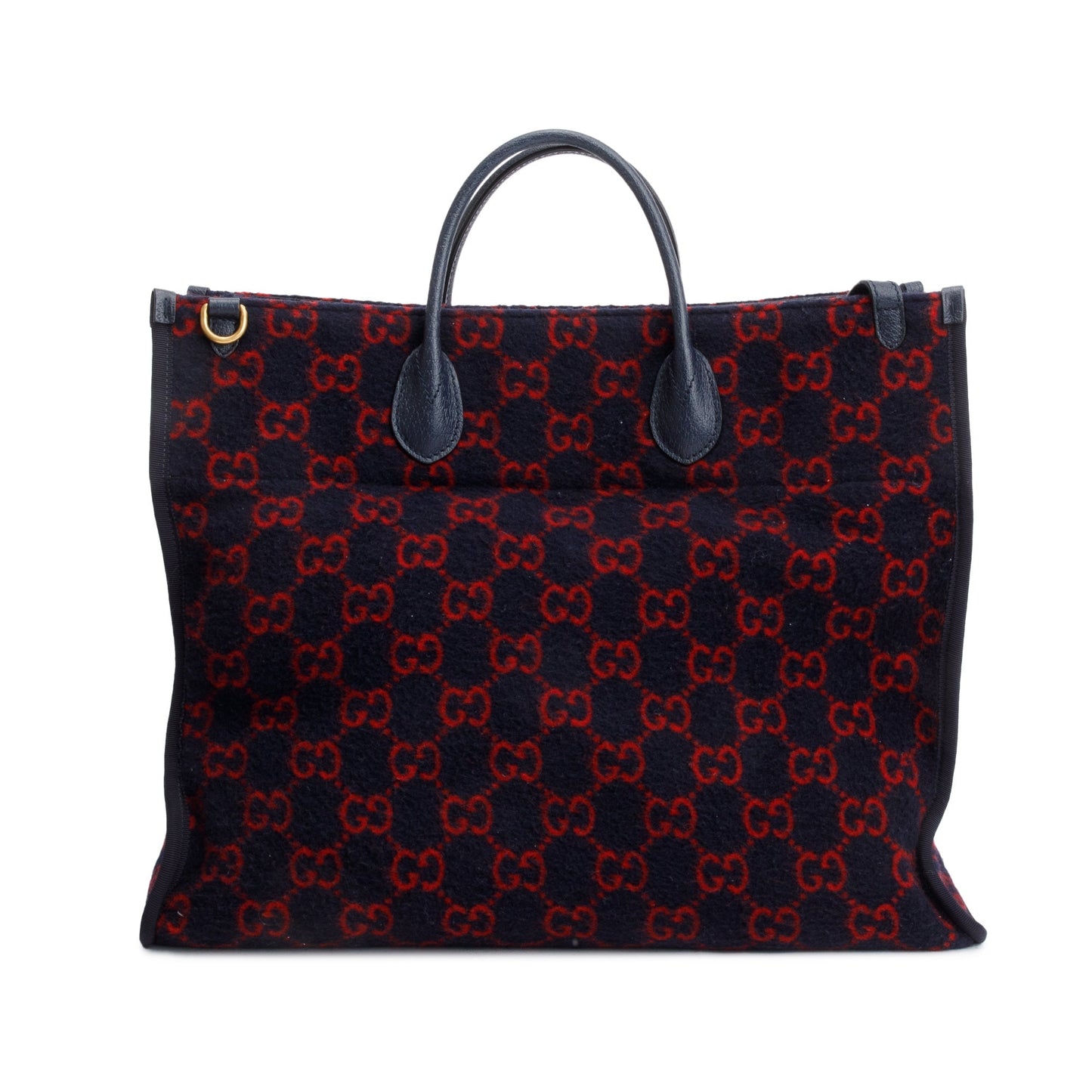 Gucci Navy/Red GG Wool Shopper Tote