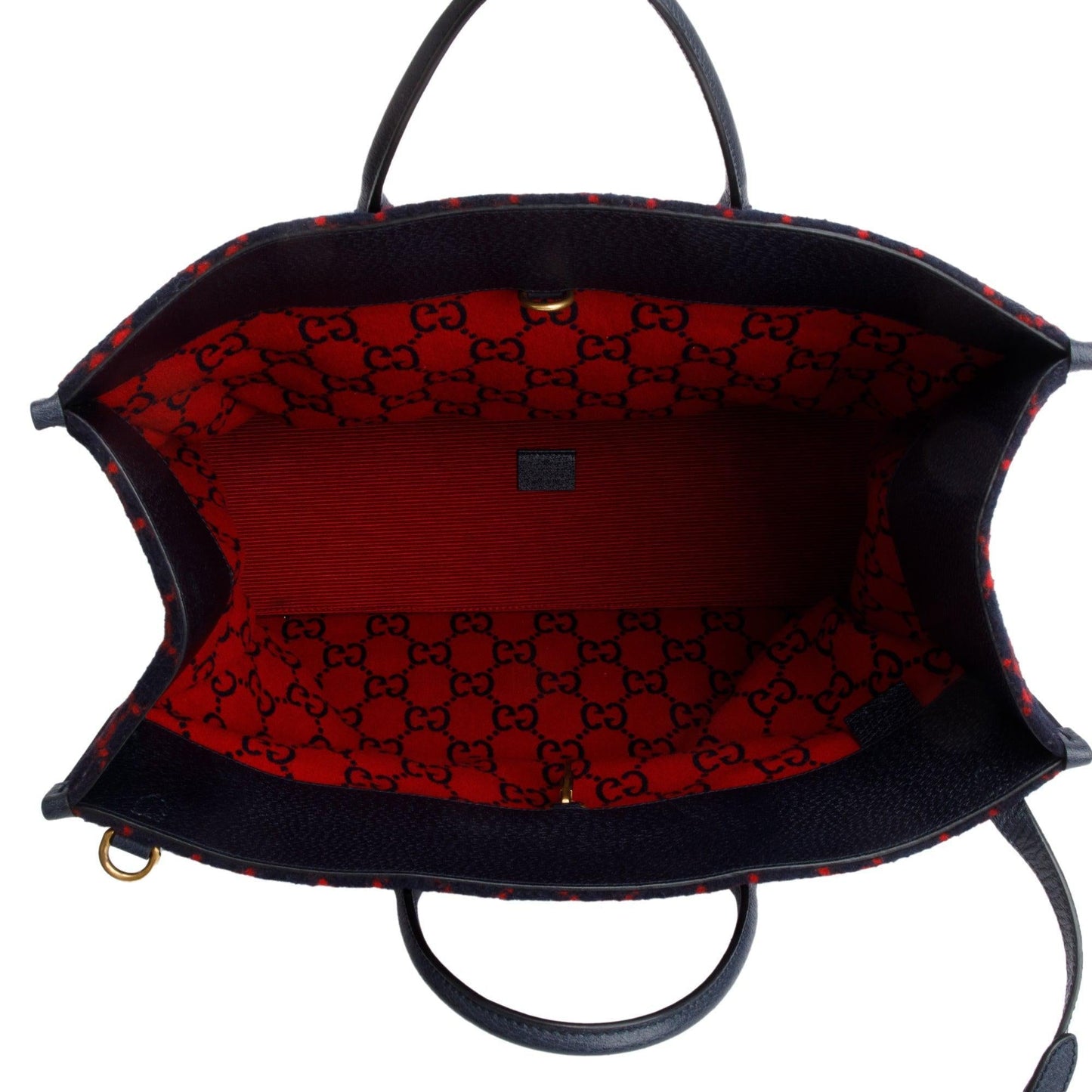 Gucci Navy/Red GG Wool Shopper Tote