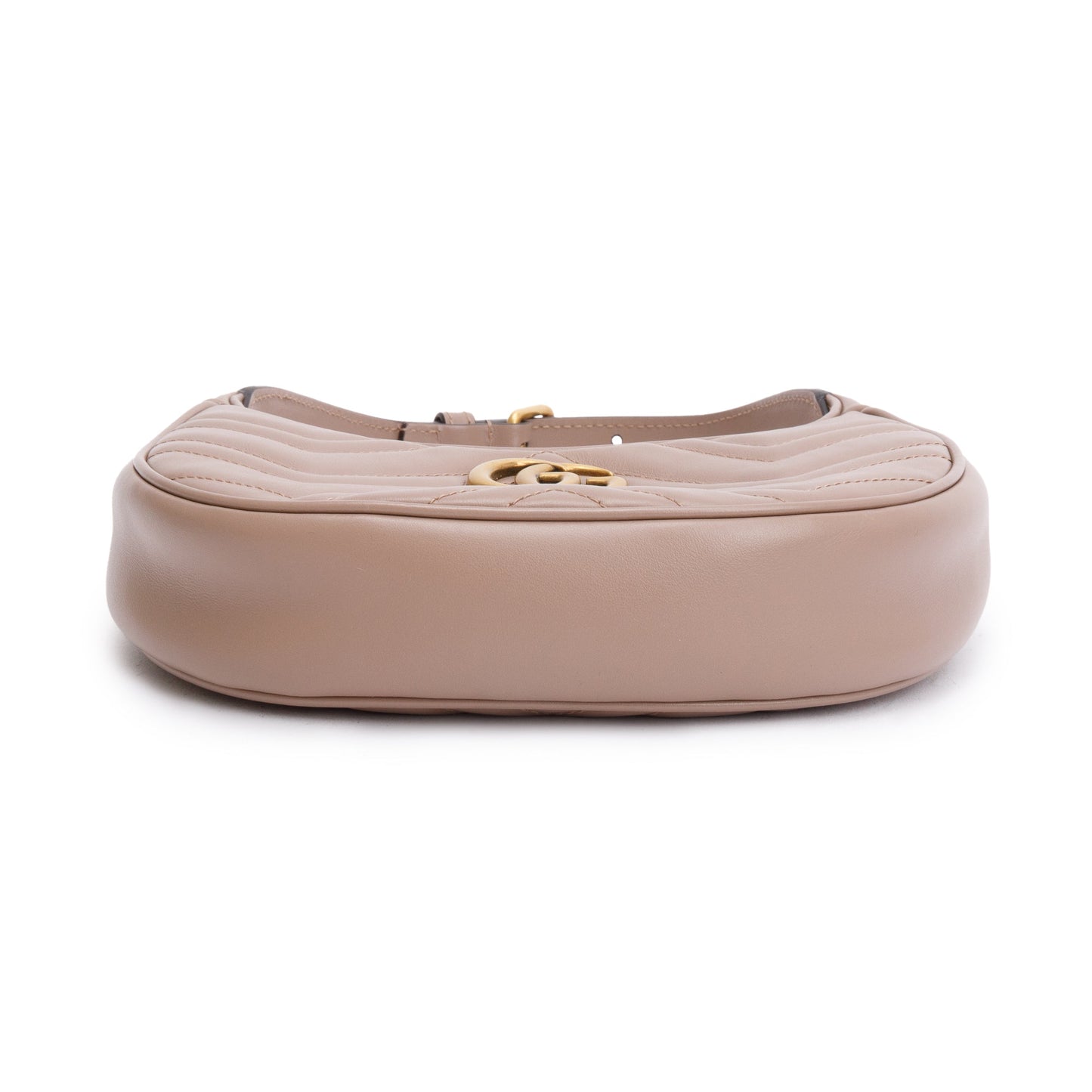 Gucci Neutral GG Marmont Half-Moon Shaped Mini Bag
