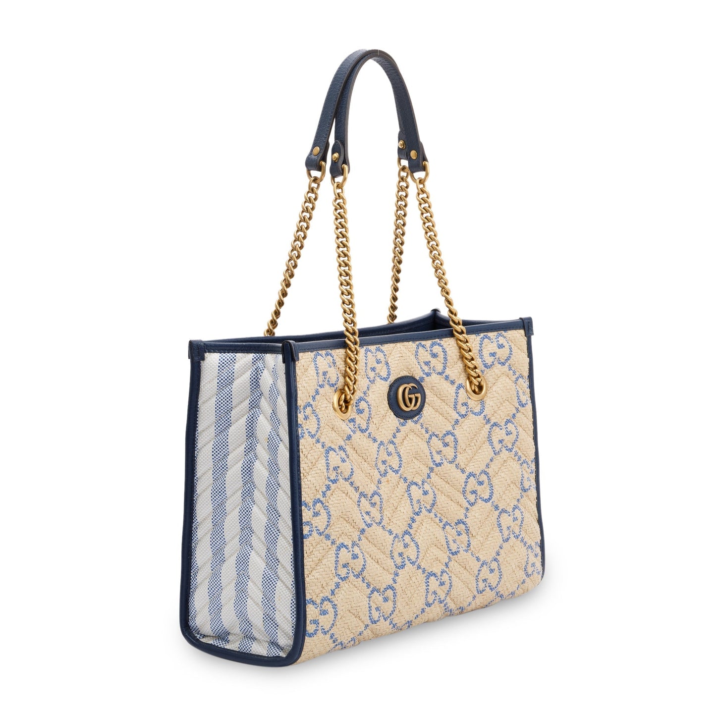 Gucci Neutral Raffia GG Marmont Tote
