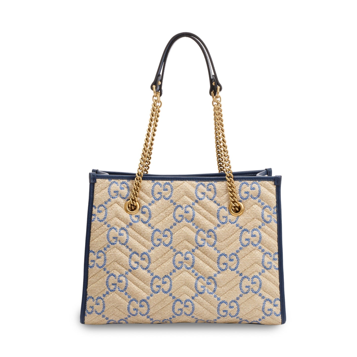 Gucci Neutral Raffia GG Marmont Tote