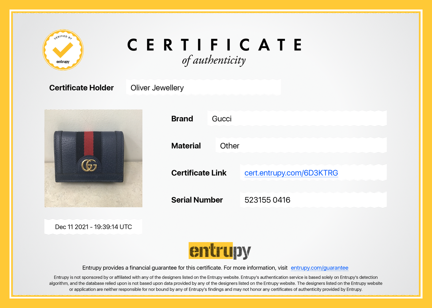 Gucci Ophidia Leather Card Case