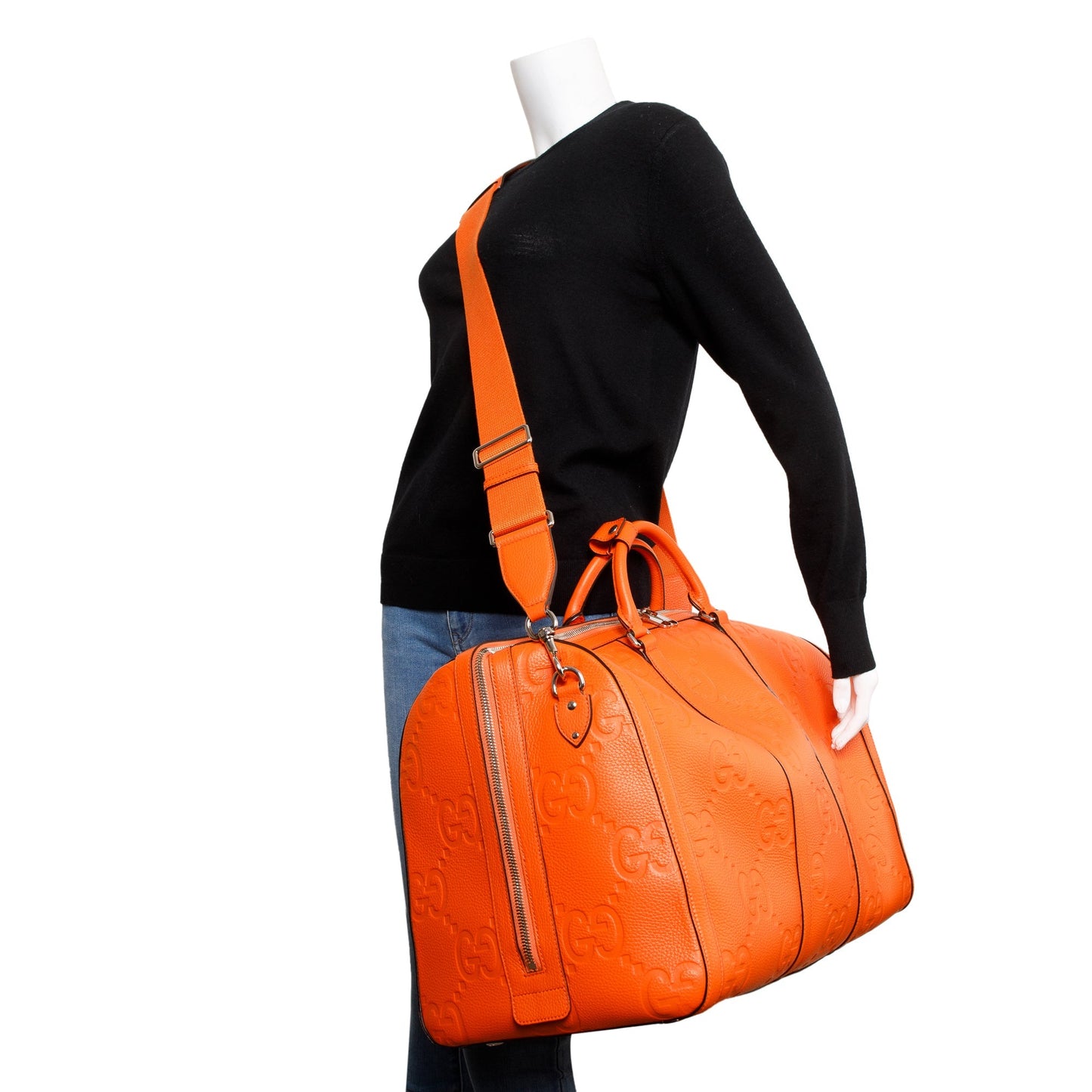 Gucci Orange Jumbo GG Leather Large Duffle Bag