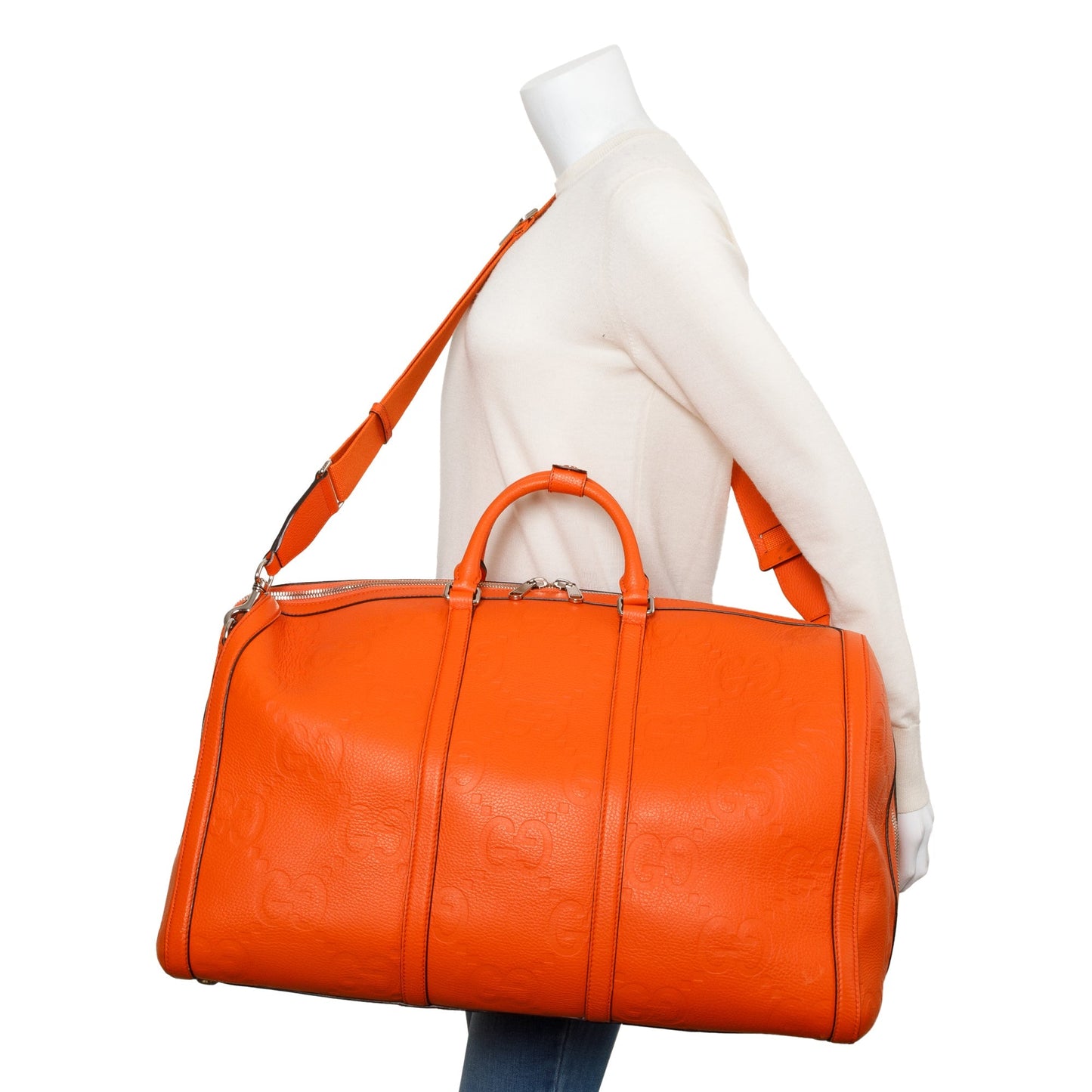 Gucci Orange Jumbo GG Leather Large Duffle Bag
