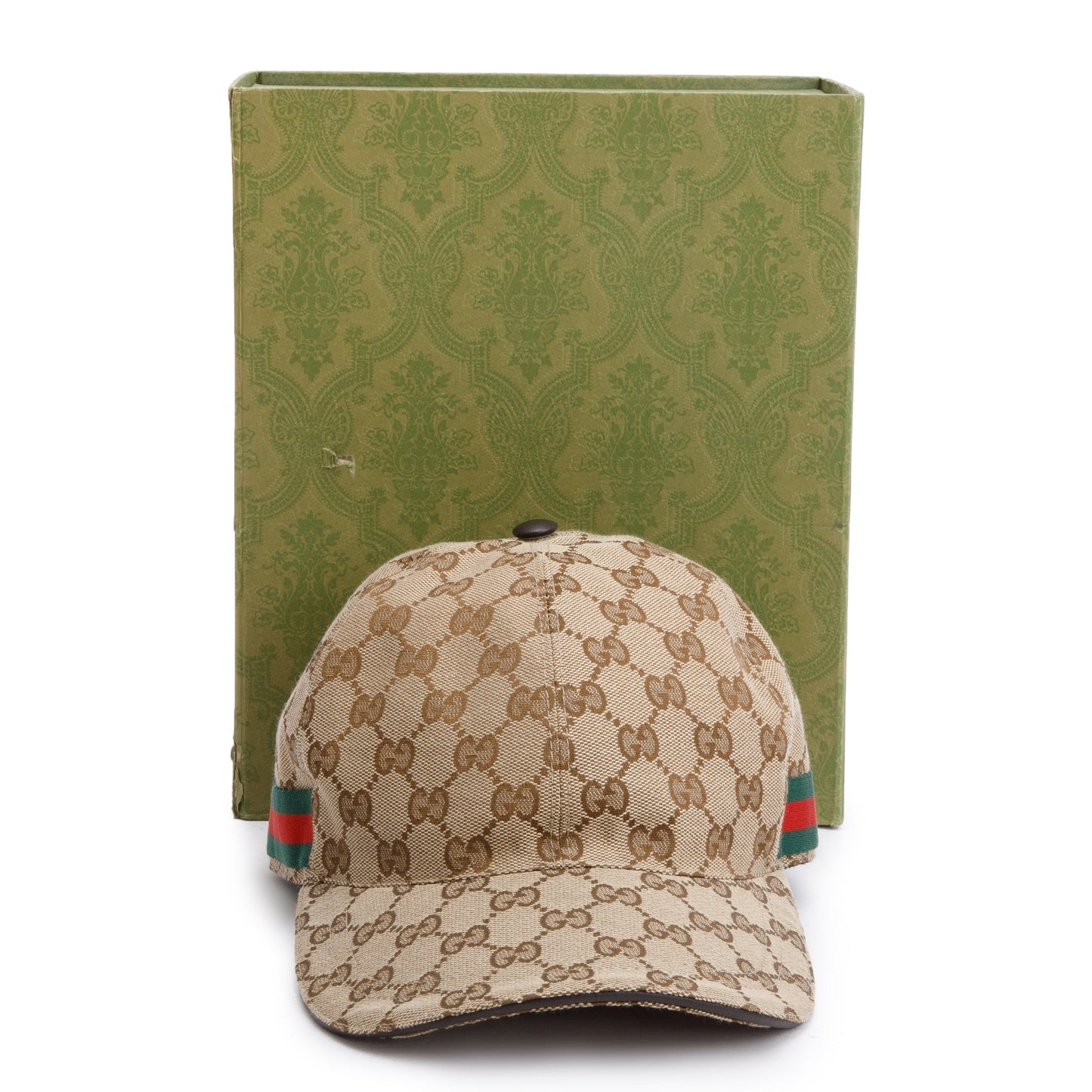 Gucci Original GG Canvas Baseball Hat with Web, Size S 57