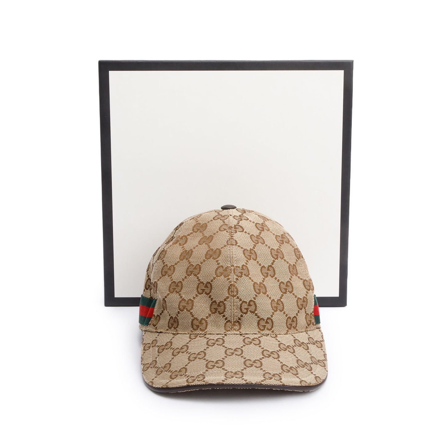 Gucci Original GG Canvas Baseball Hat with Web, Size S 57