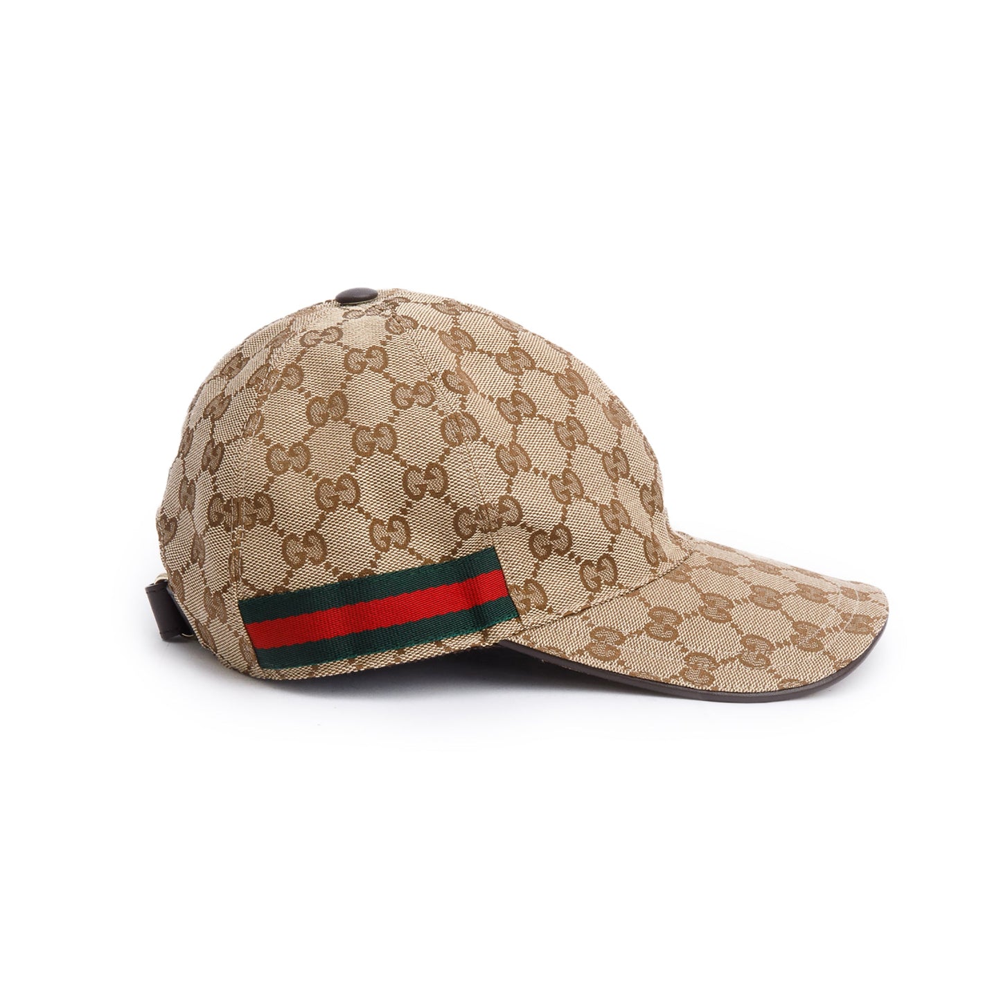 Gucci Original GG Canvas Baseball Hat with Web, Size S 57