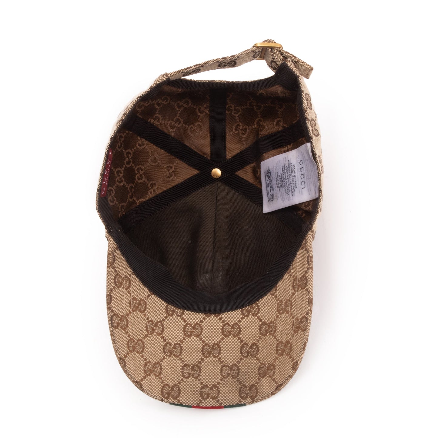 Gucci Original GG Canvas Baseball Hat with Web, Size XL 60
