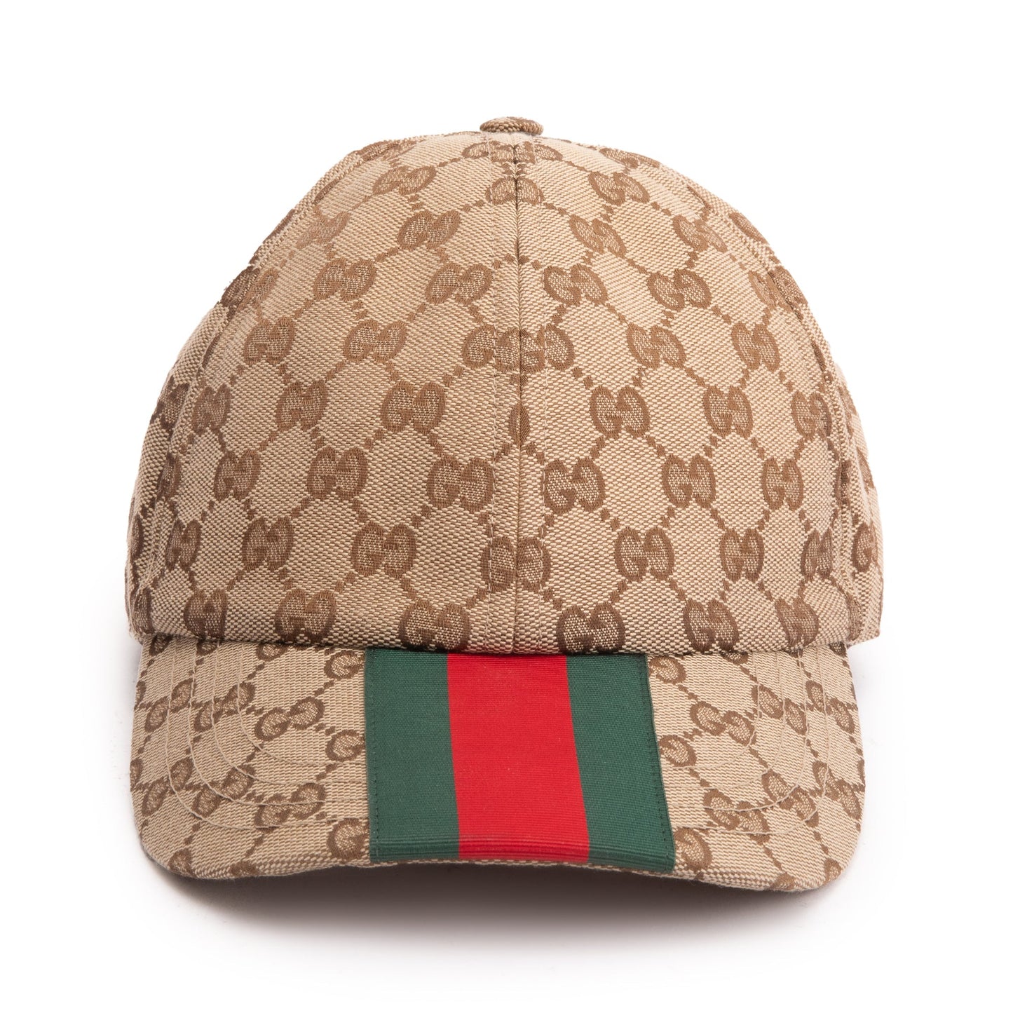 Gucci Original GG Canvas Baseball Hat with Web, Size XL 60