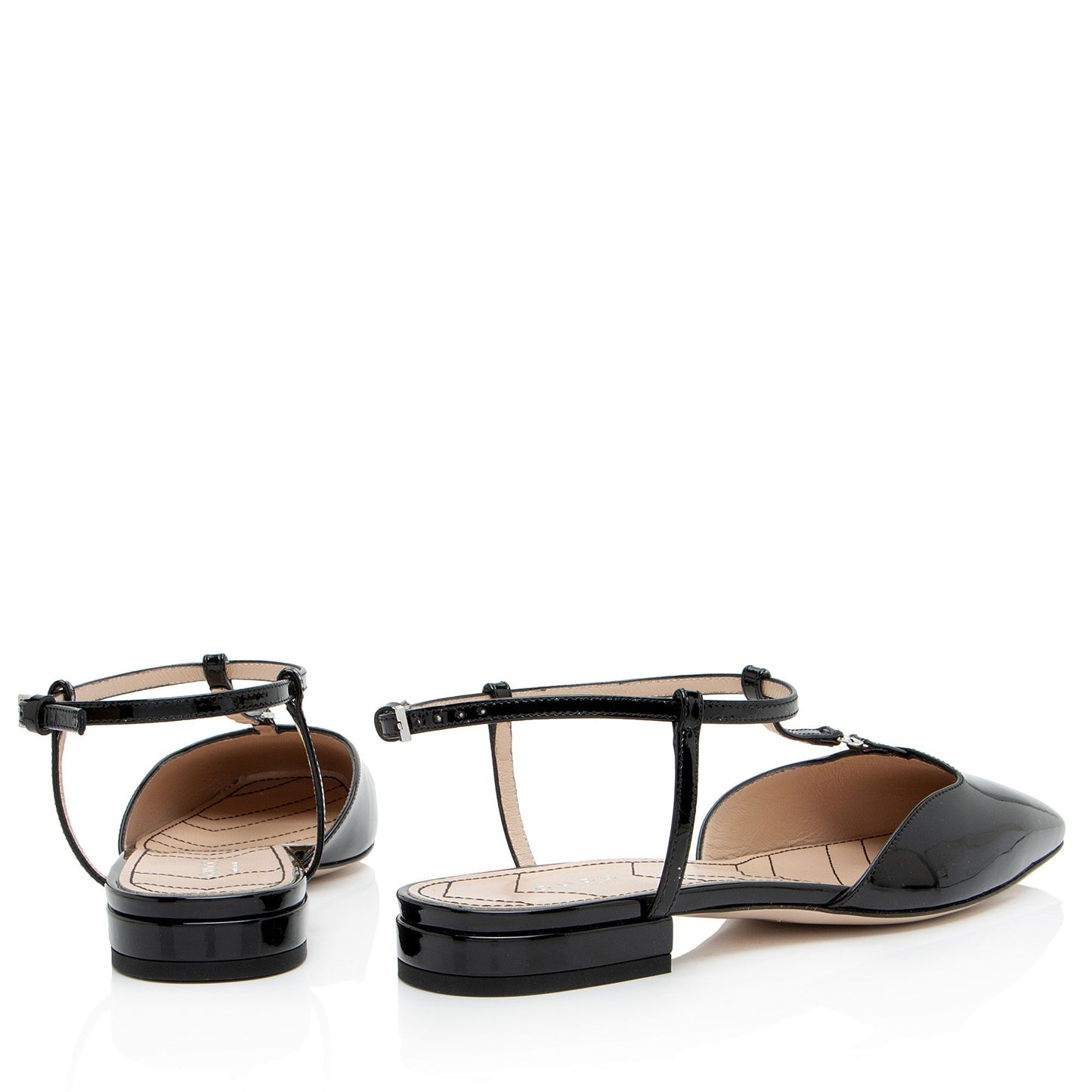 Gucci Patent Leather Double G Slingback Flats - Size 8 / 38