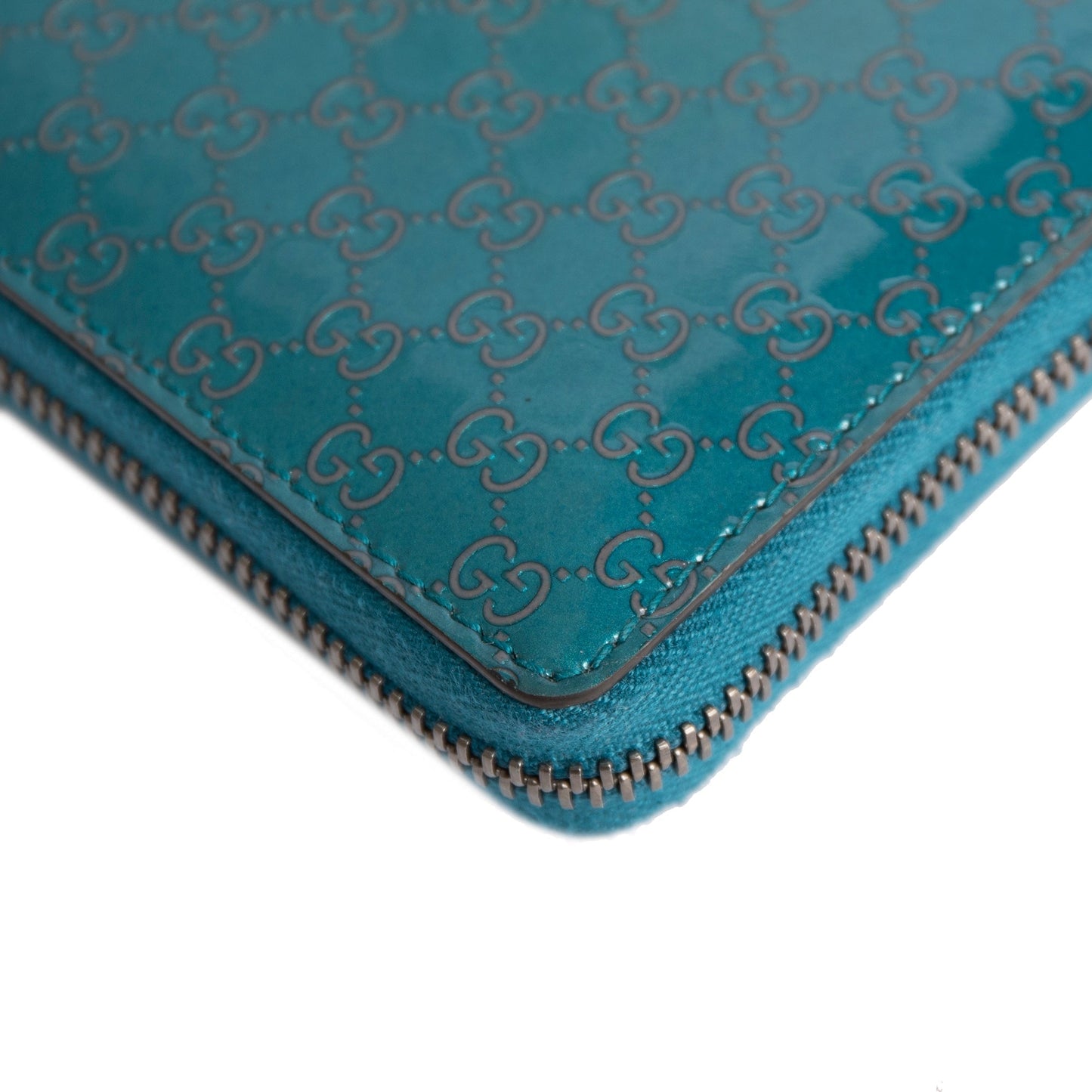 Gucci Patent Microguccissima Zip Around Wallet
