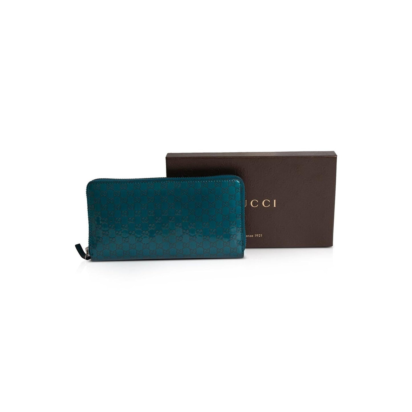 Gucci Patent Microguccissima Zip Around Wallet