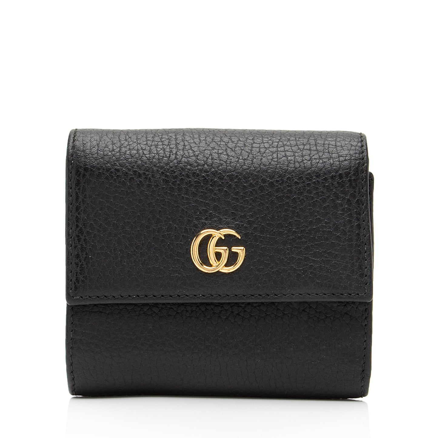 Gucci Pebbled Leather GG Marmont Small Tri-Fold Wallet (SHF-23499)
