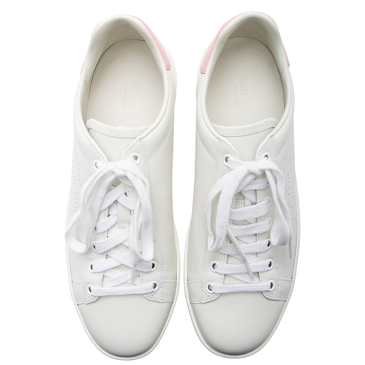 Gucci Perforated Leather Interlocking GG Ace Sneakers - Size 8.5 / 38.5 (SHF-7L64hi)