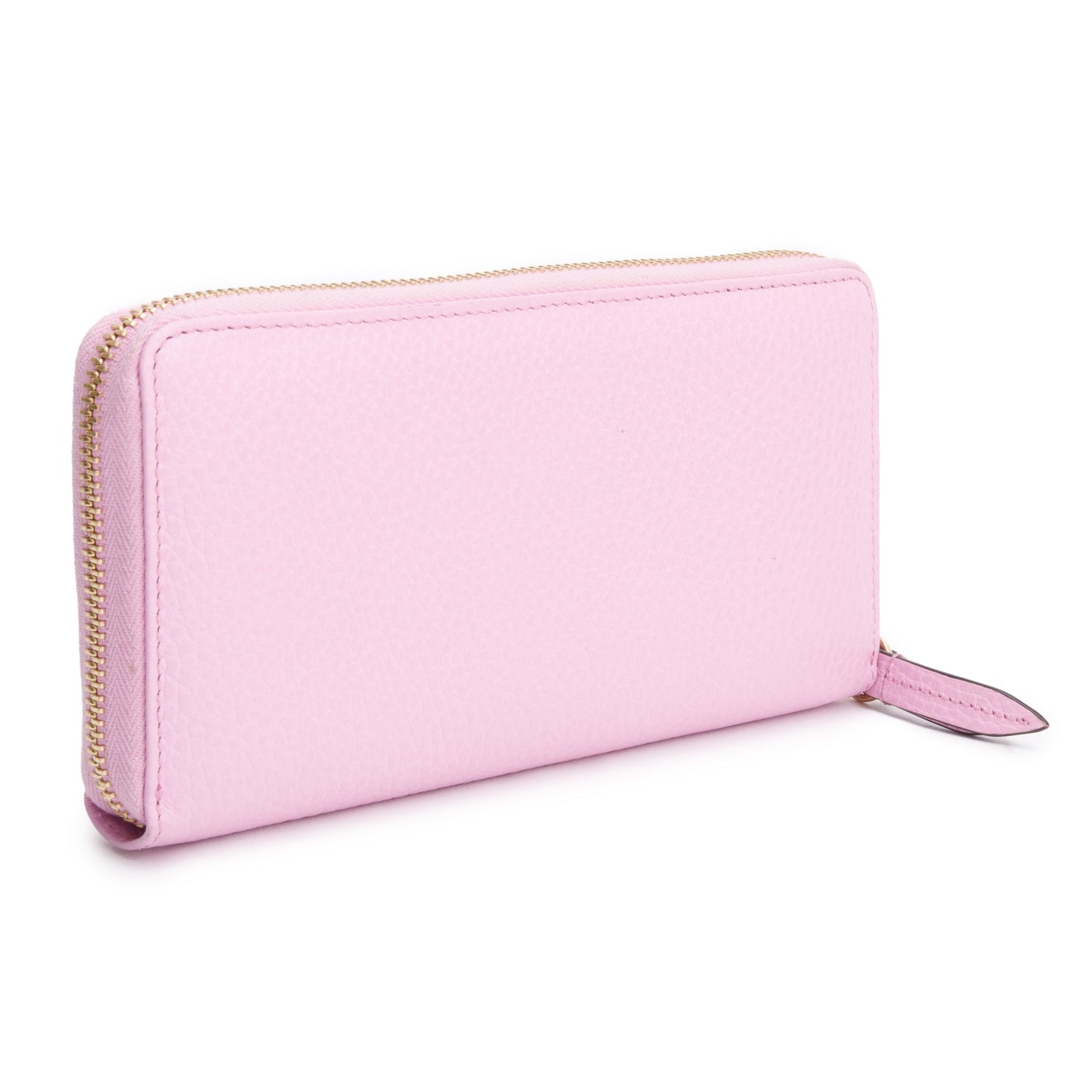 Gucci Pink Calfskin Leather Dollar GG Marmont Bosco Zip Around Wallet
