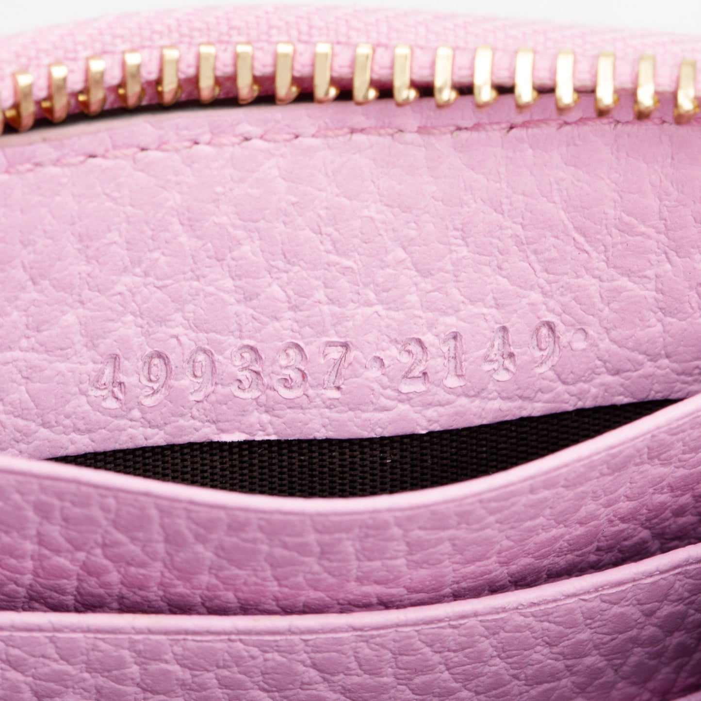 Gucci Pink Calfskin Leather Dollar GG Marmont Bosco Zip Around Wallet