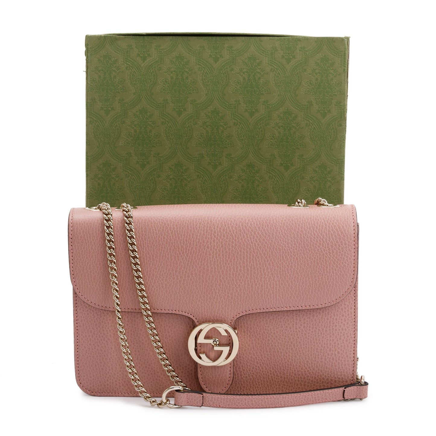 Gucci Pink Calfskin Leather Medium Dollar Interlocking GG Shoulder Bag