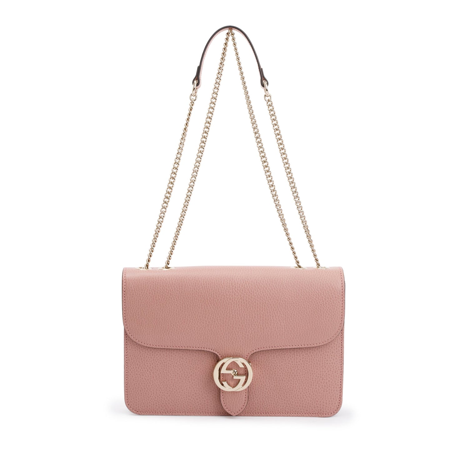 Gucci Pink Calfskin Leather Medium Dollar Interlocking GG Shoulder Bag