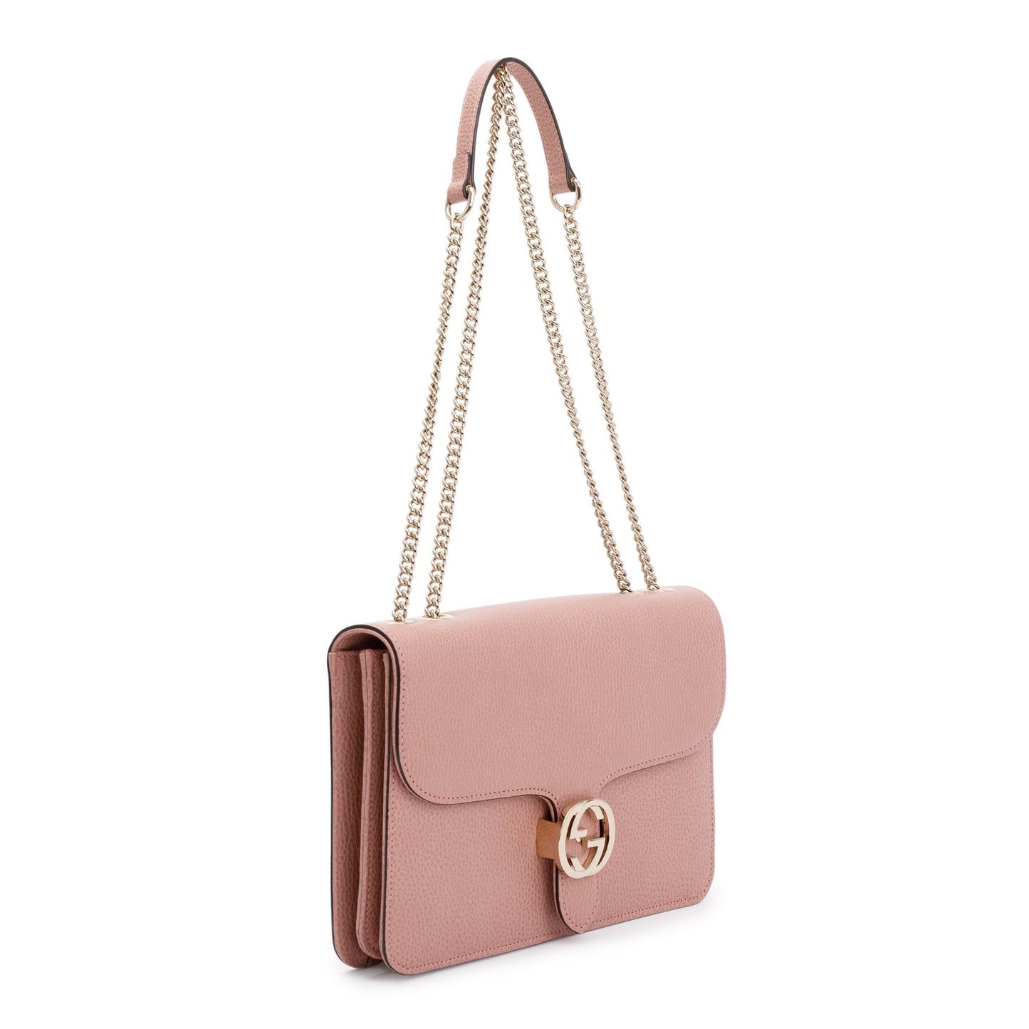 Gucci Pink Calfskin Leather Medium Dollar Interlocking GG Shoulder Bag