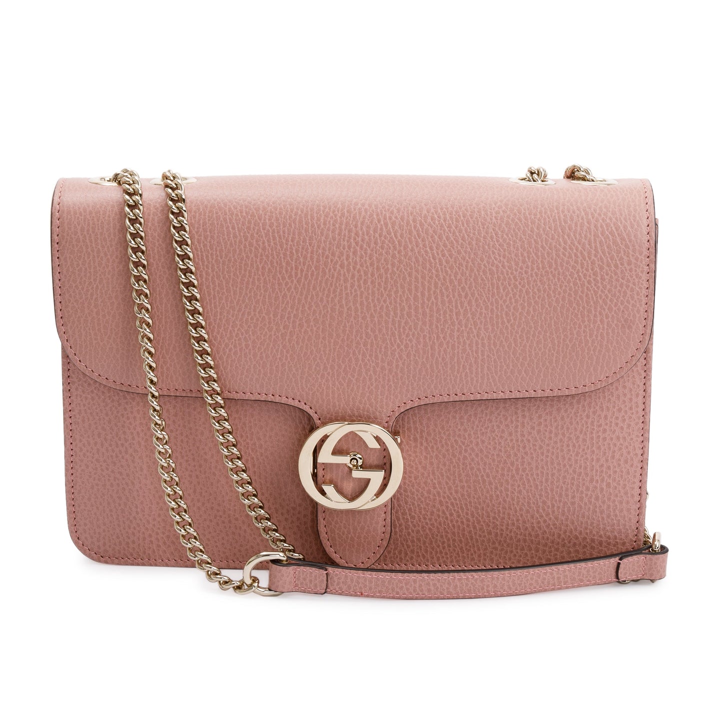 Gucci Pink Calfskin Leather Medium Dollar Interlocking GG Shoulder Bag