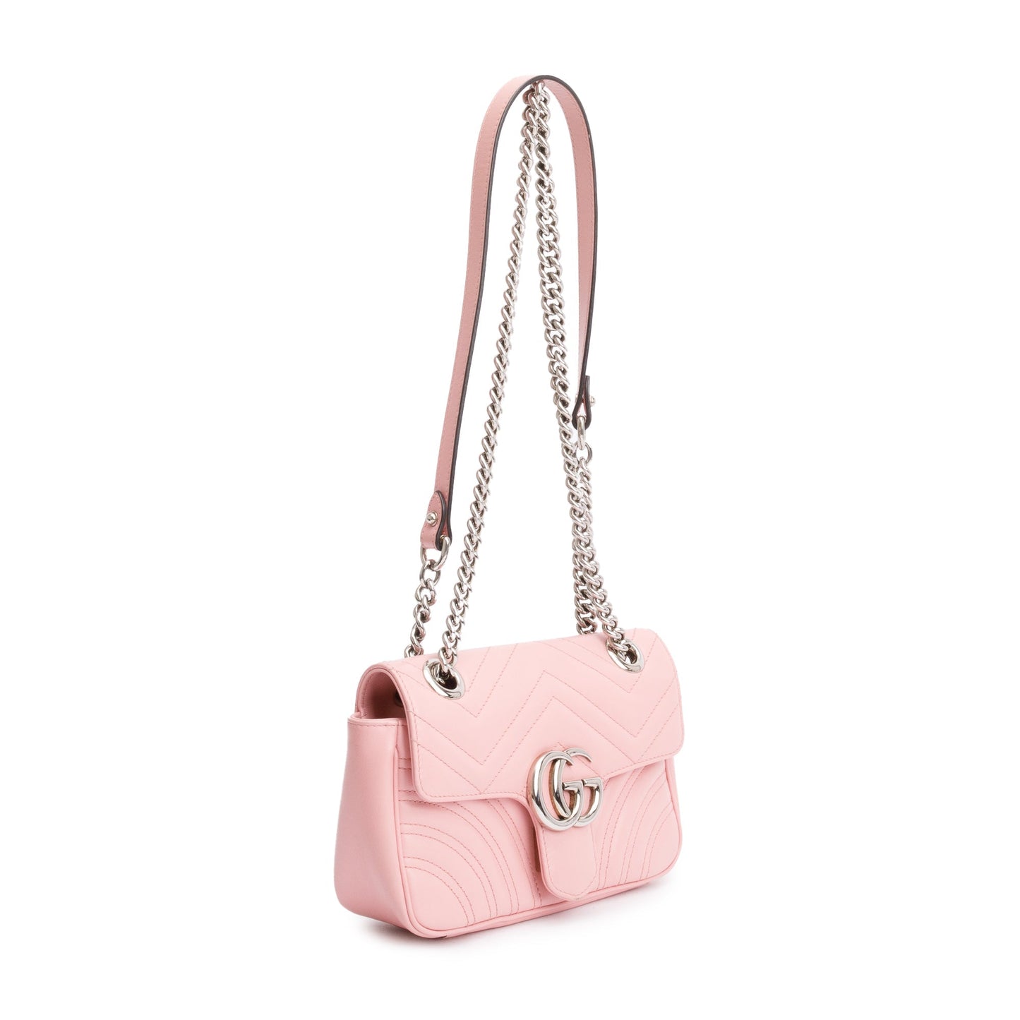 Gucci Pink Calfskin Matelasse GG Marmont Mini Shoulder Bag