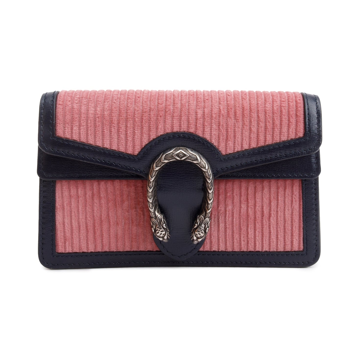 Gucci Pink Corduroy Navy Leather Dionysus Super Mini Bag