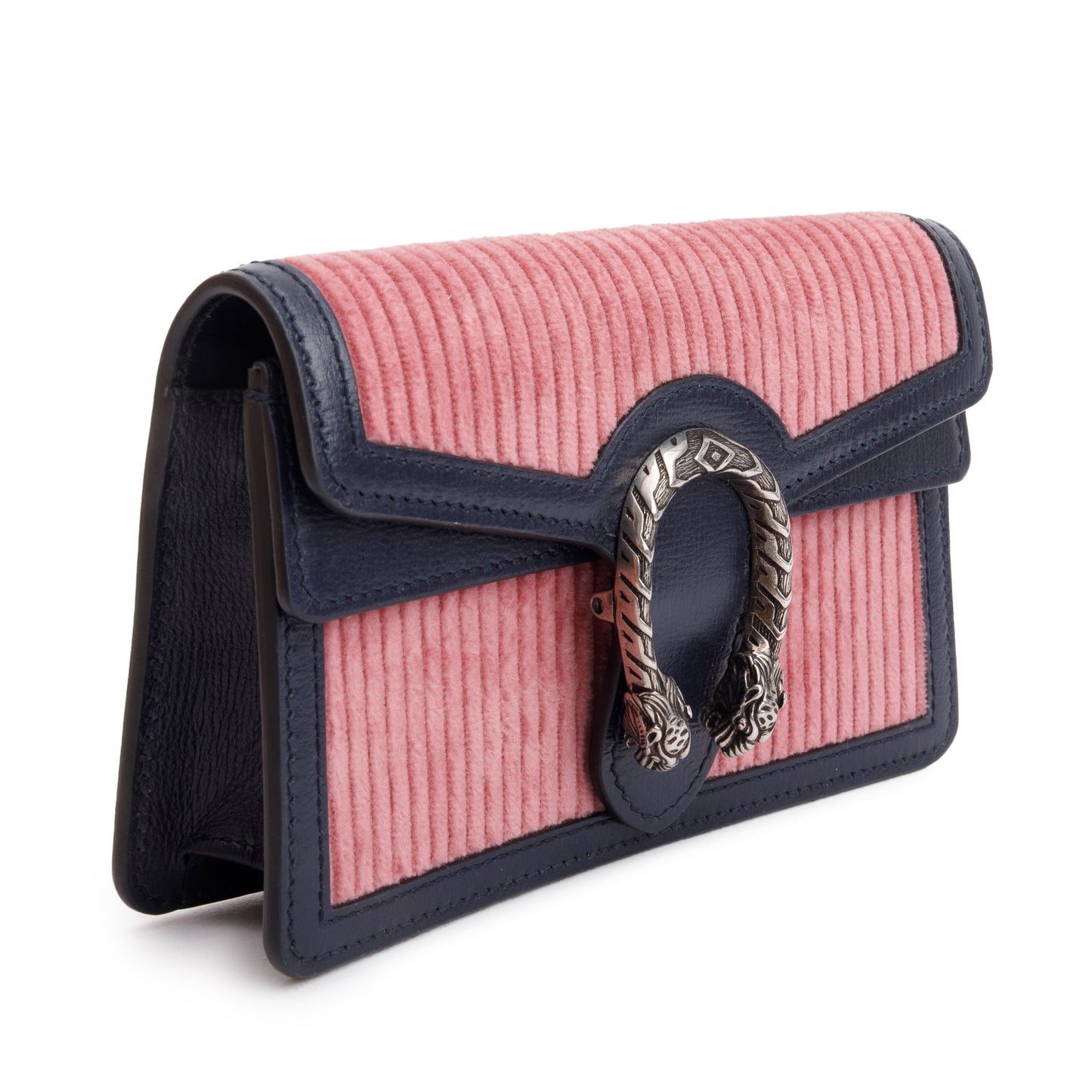 Gucci Pink Corduroy Navy Leather Dionysus Super Mini Bag