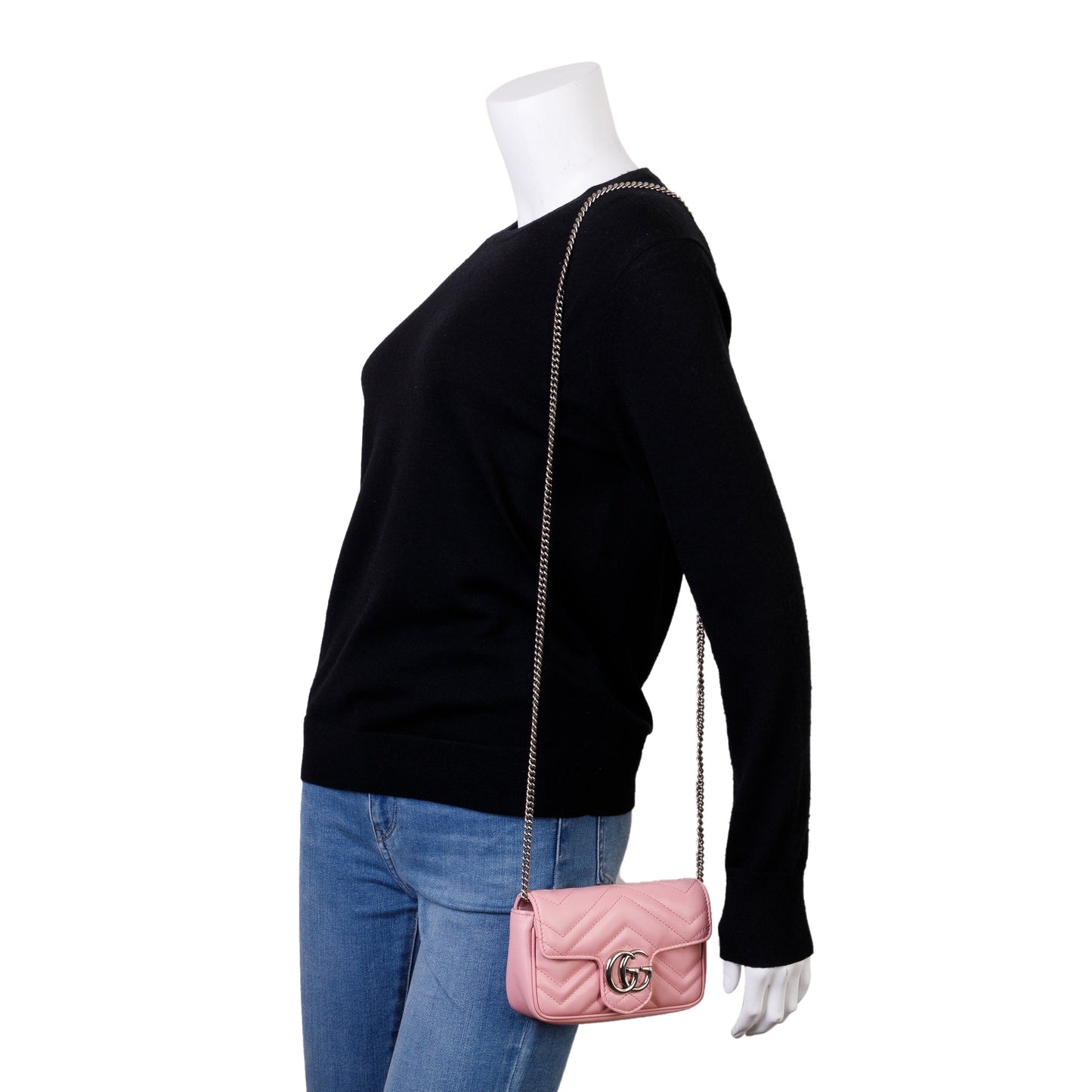 Gucci Pink GG Marmont Matelasse Leather Super Mini Bag