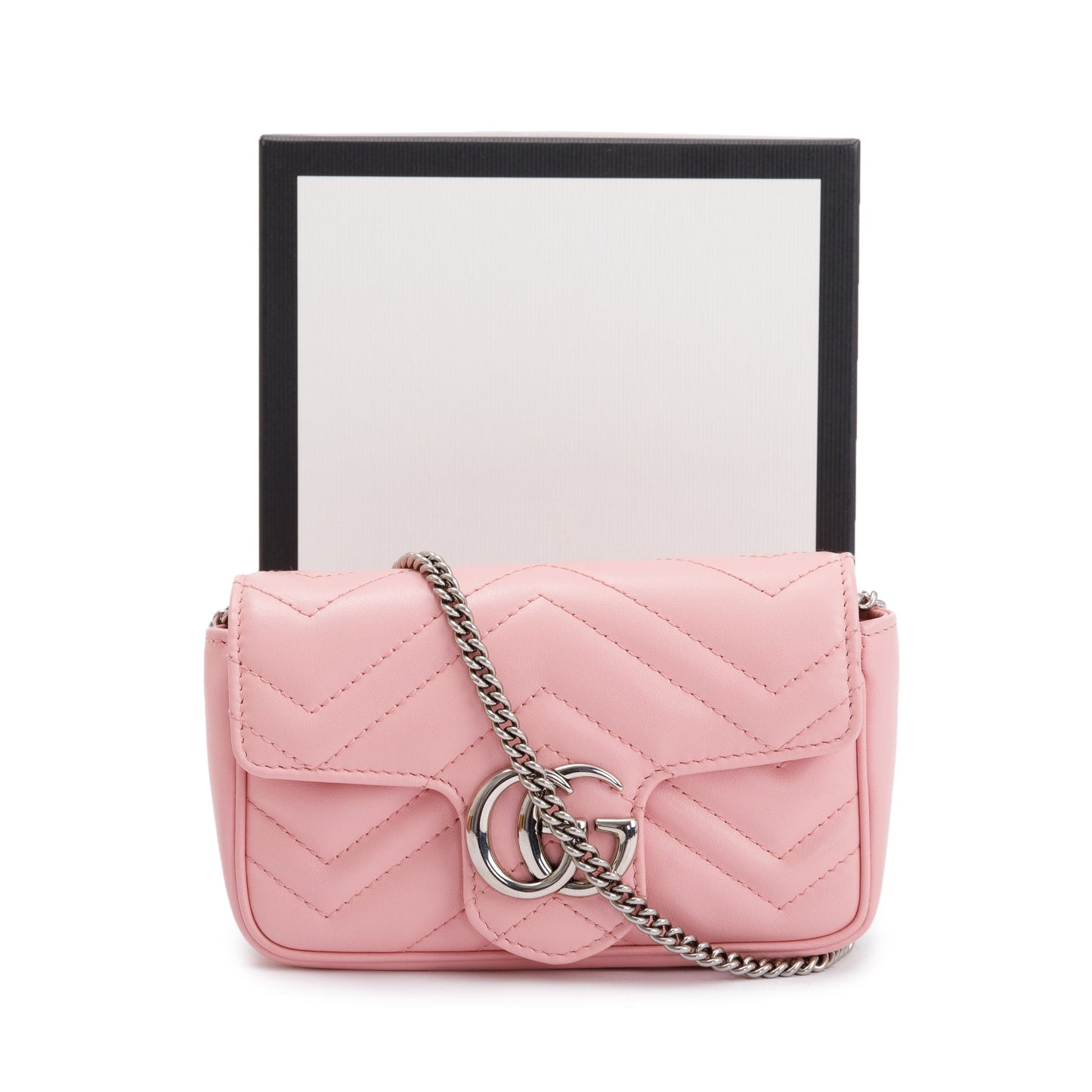 Gucci Pink GG Marmont Matelasse Leather Super Mini Bag