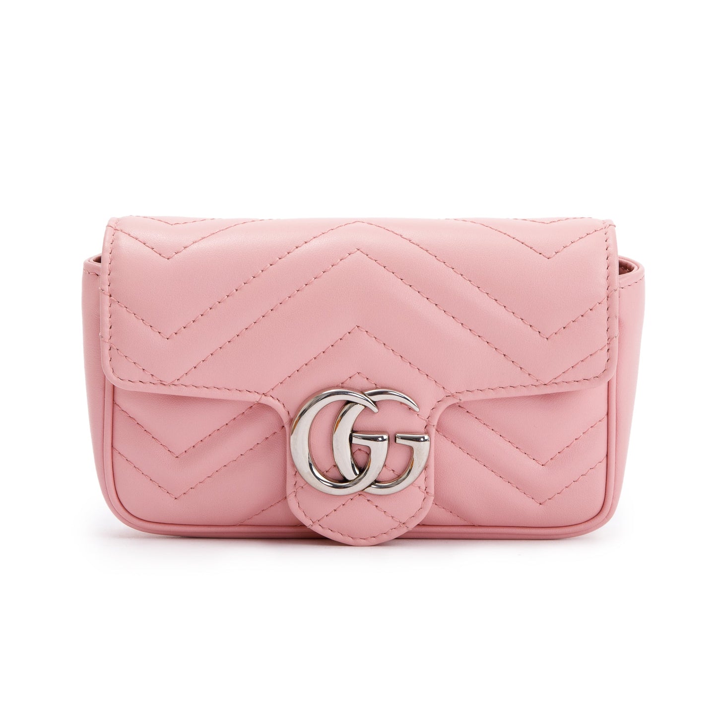 Gucci Pink GG Marmont Matelasse Leather Super Mini Bag