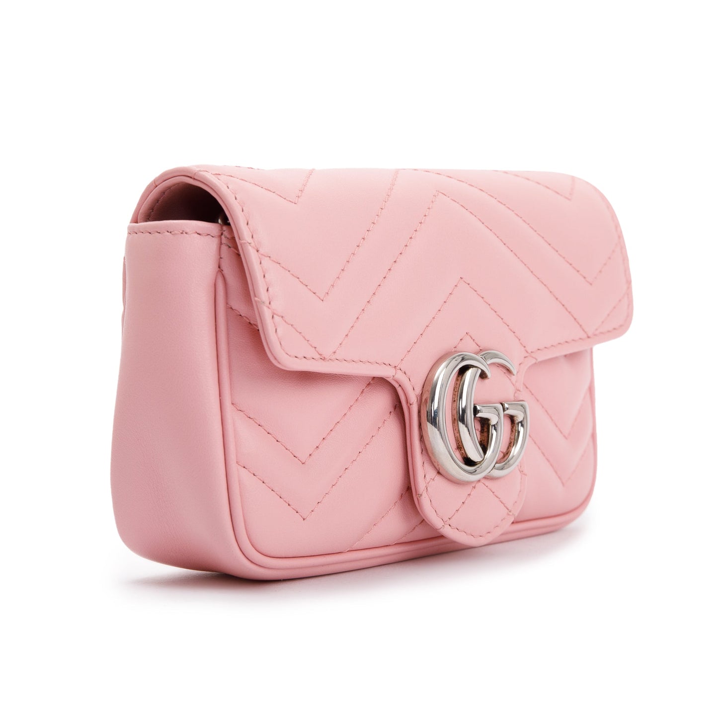 Gucci Pink GG Marmont Matelasse Leather Super Mini Bag