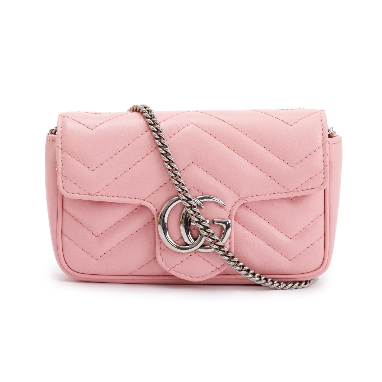 Gucci Pink GG Marmont Matelasse Leather Super Mini Bag