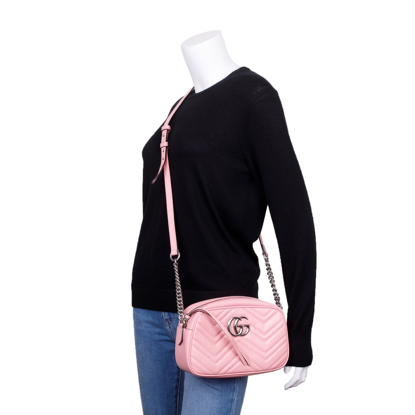 Gucci Pink GG Marmont Matelasse Small Shoulder Bag