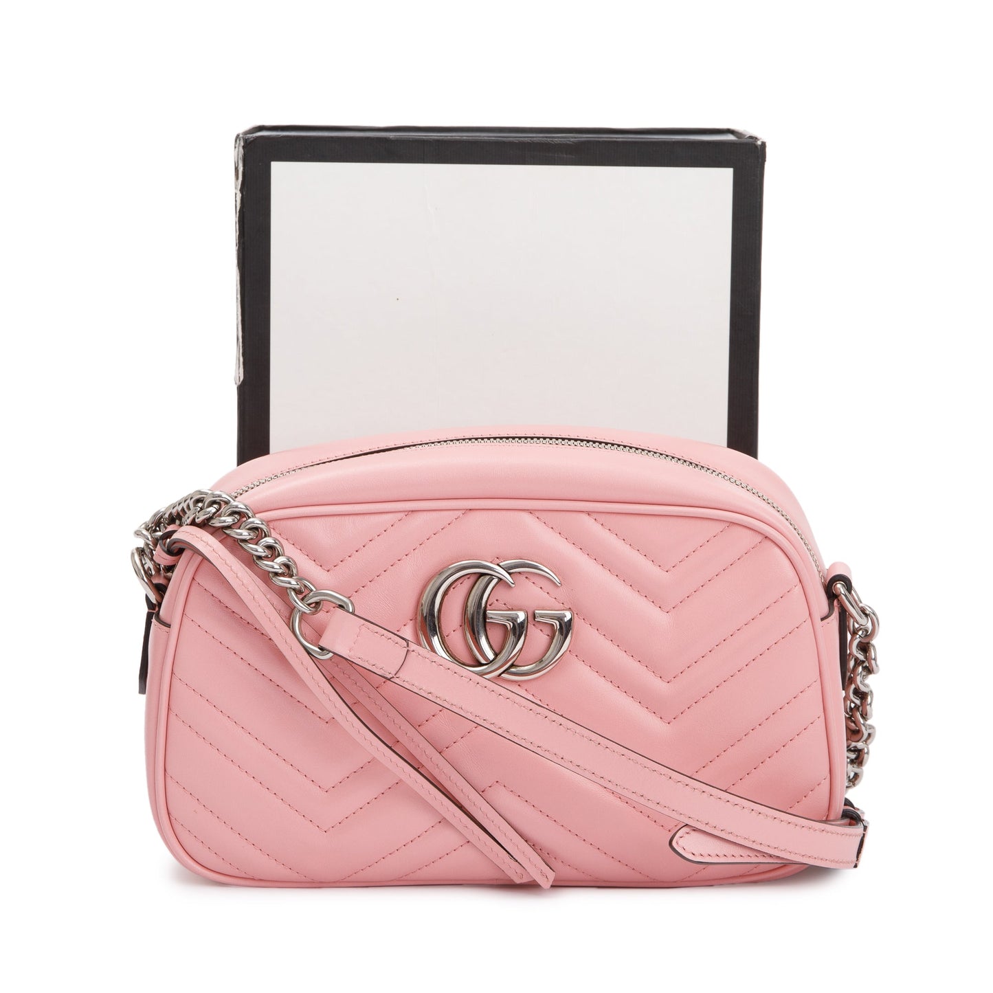 Gucci Pink GG Marmont Matelasse Small Shoulder Bag