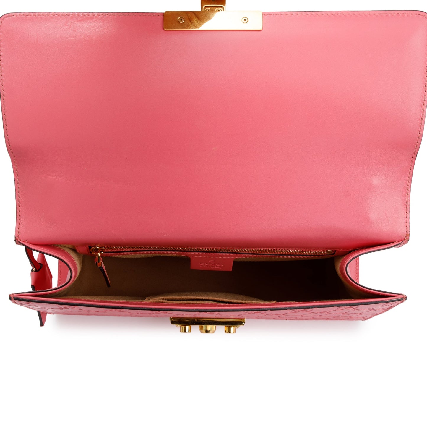 Gucci Pink GG Signature Leather Medium Padlock Shoulder Bag
