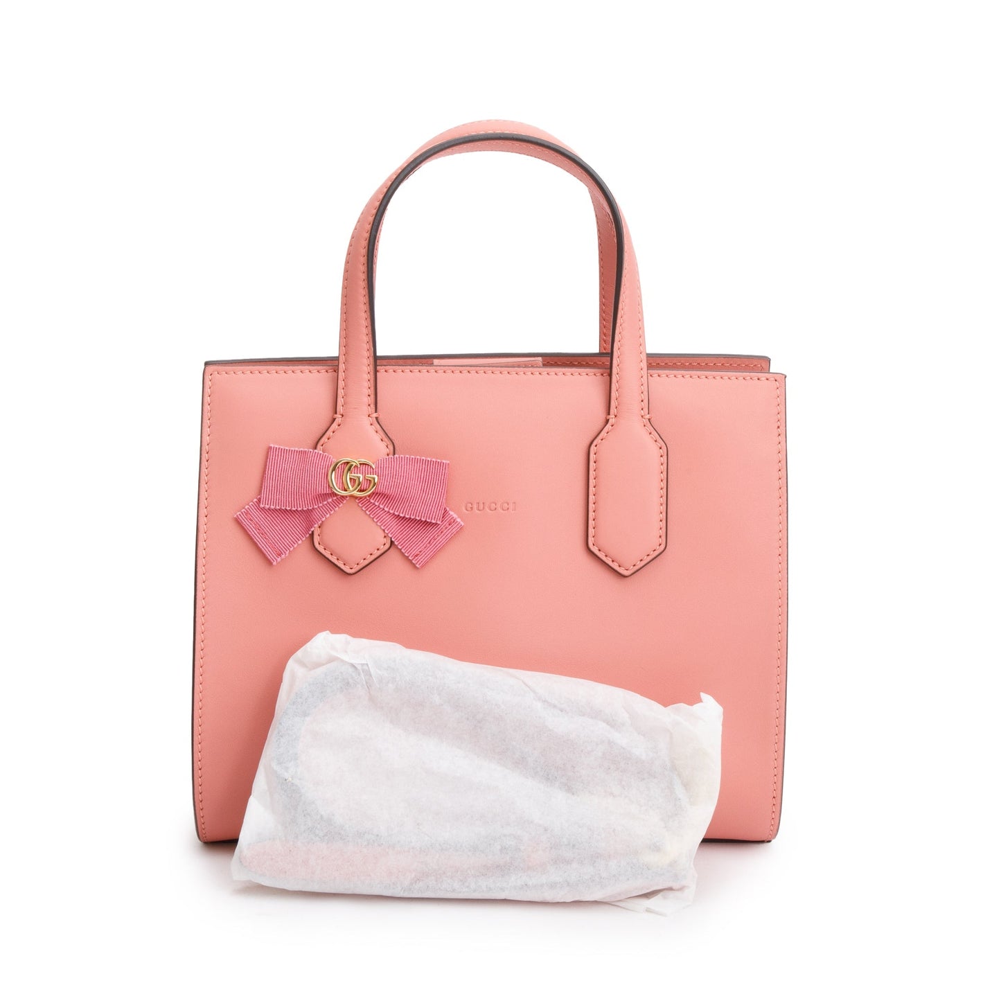 Gucci Pink Leather GG Ribbon Tote
