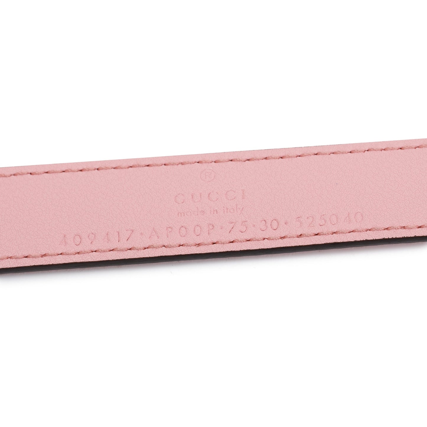 Gucci Pink Leather Thin Belt with Double G Buckle, 75 30
