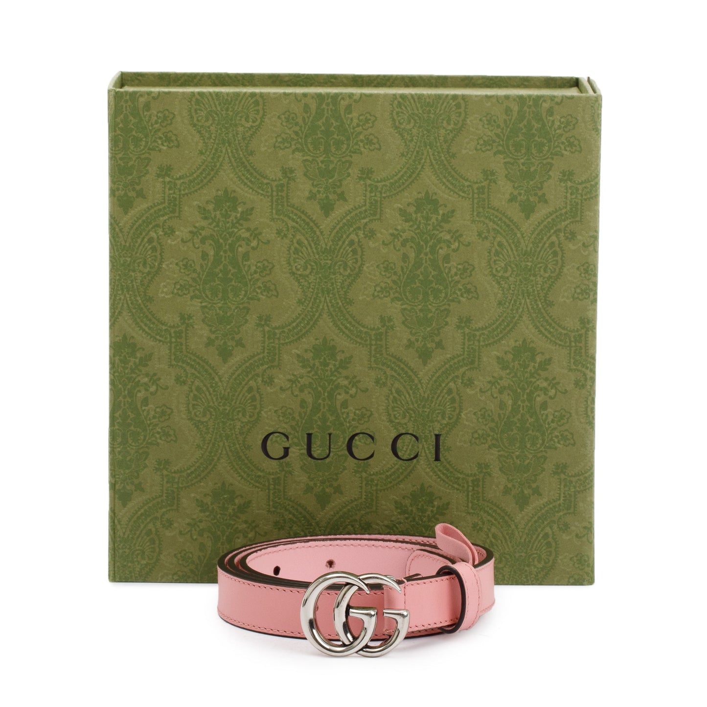 Gucci Pink Leather Thin Belt with Double G Buckle, 85 34