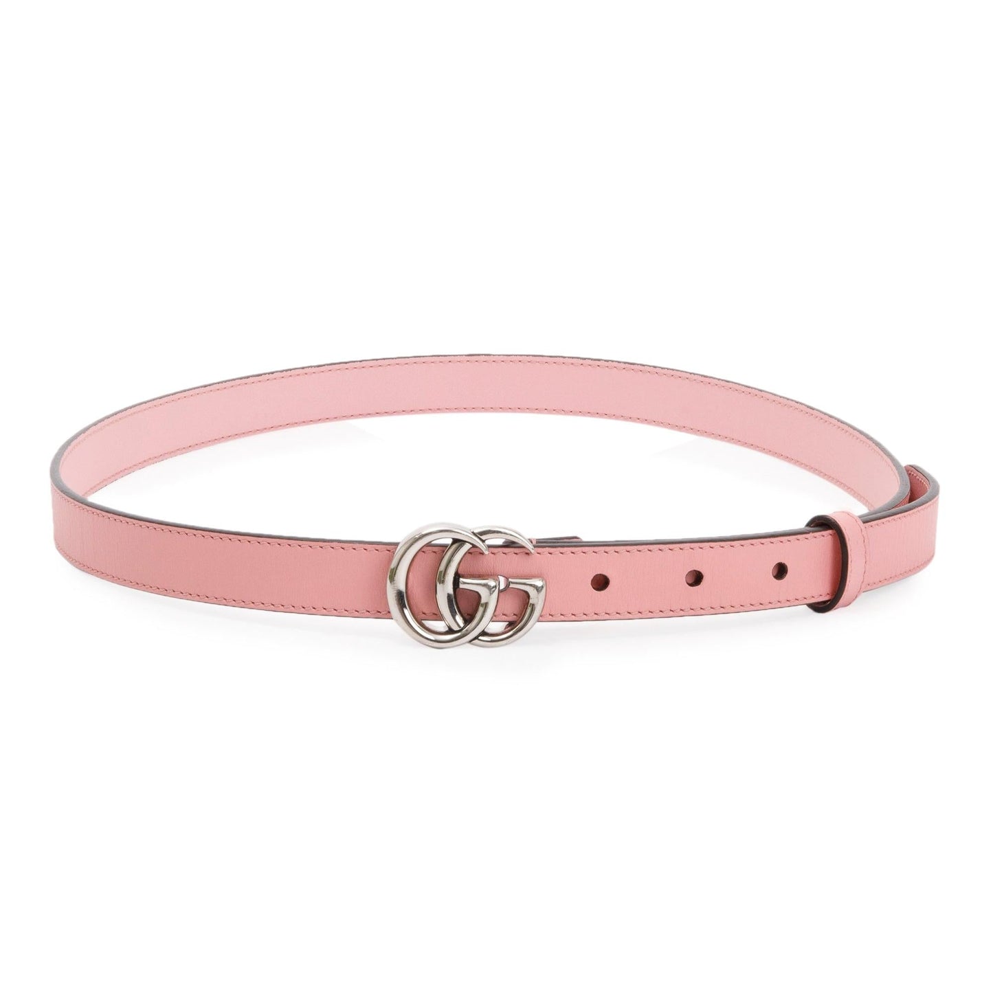 Gucci Pink Leather Thin Belt with Double G Buckle, 85 34