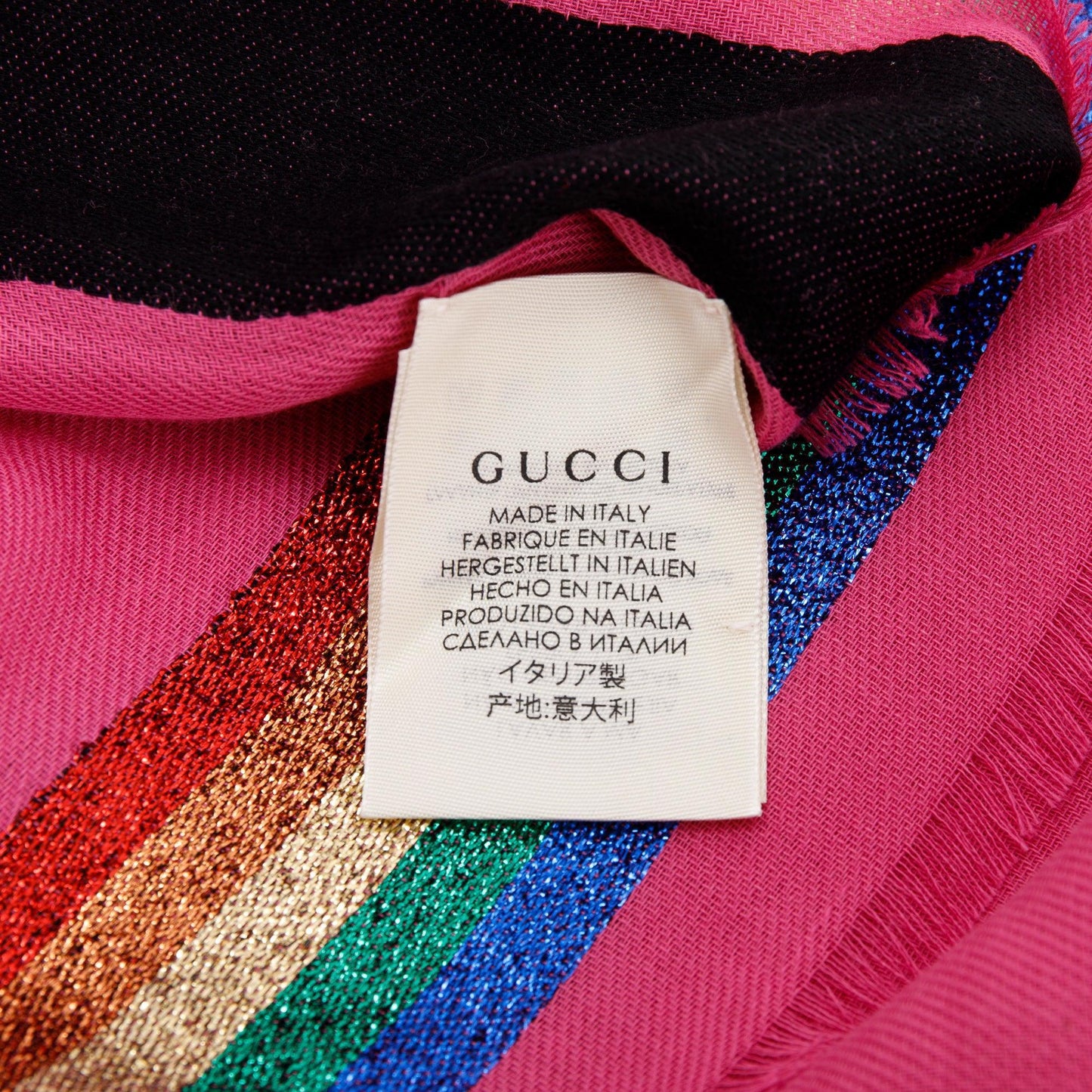 Gucci Pink Rainbow Striped Scarf