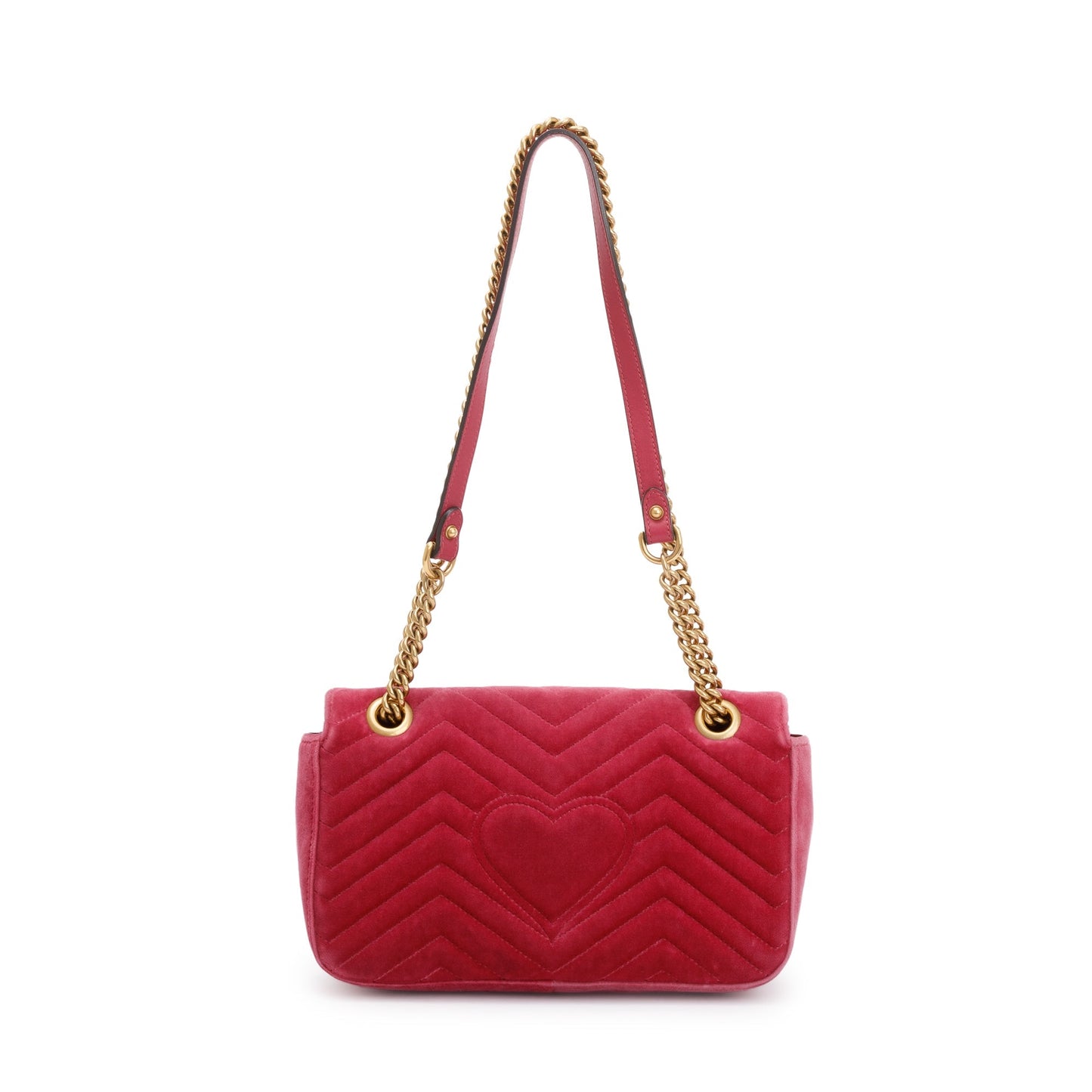 Gucci Pink Velvet Matelasse GG Marmont Small Shoulder Bag