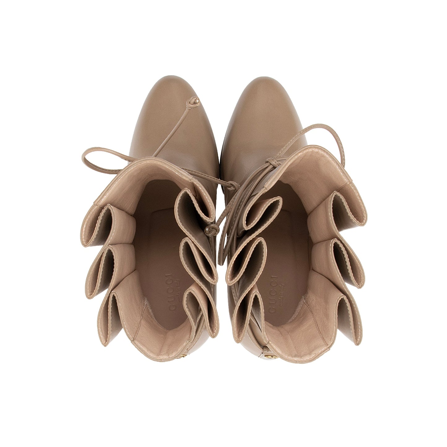 Gucci Pleated Leather Indya Ankle Boots - Size 7 / 37 (SHF-23644)